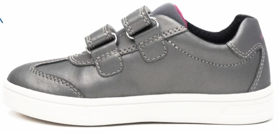 Geox DJ Rock Silver/Black Double Velcro Star Sneakers