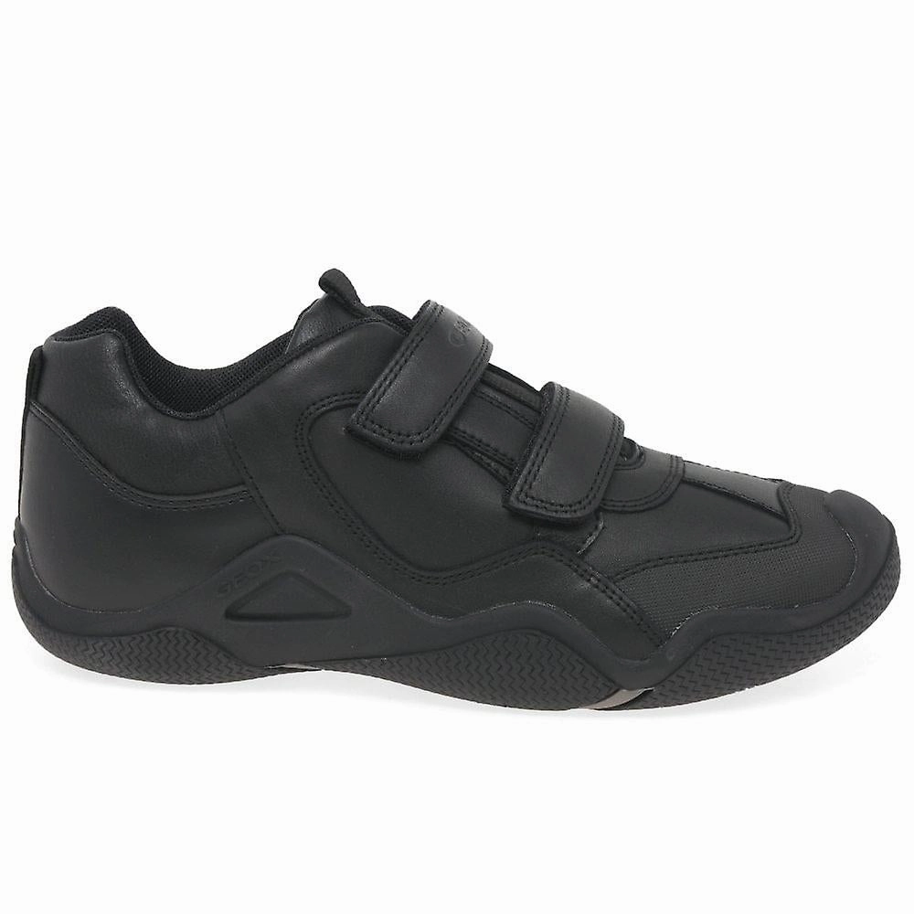 Geox J Wader Black Military Velcro Leather Sneakers