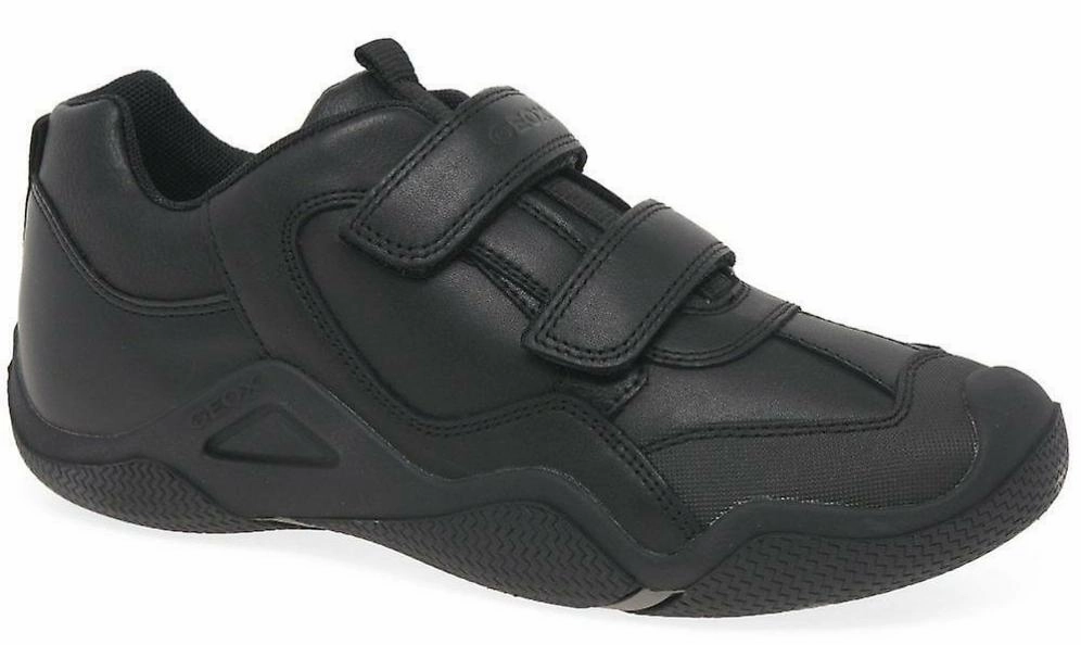 Geox J Wader Black Military Velcro Leather Sneakers