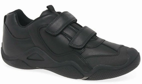 Geox J Wader Black Military Velcro Leather Sneakers