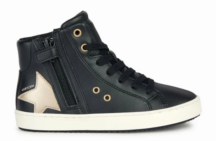 Geox Kalispera Black Platinum Star Hightop Sneakers