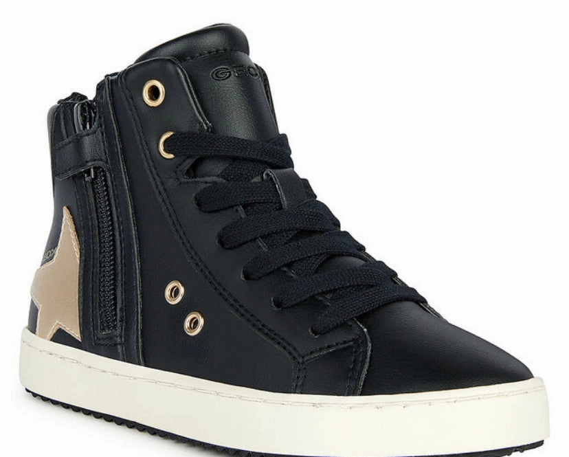 Geox Kalispera Black Platinum Star Hightop Sneakers