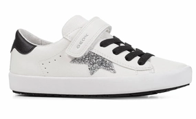 Geox Kilwi Glitter Star Velcro White Black Sneakers