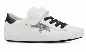 Geox Kilwi Glitter Star Velcro White Black Sneakers