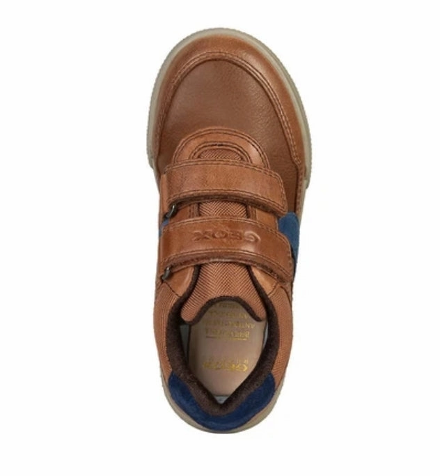 Geox Poseido Cognac Leather Sneaker School Shoe