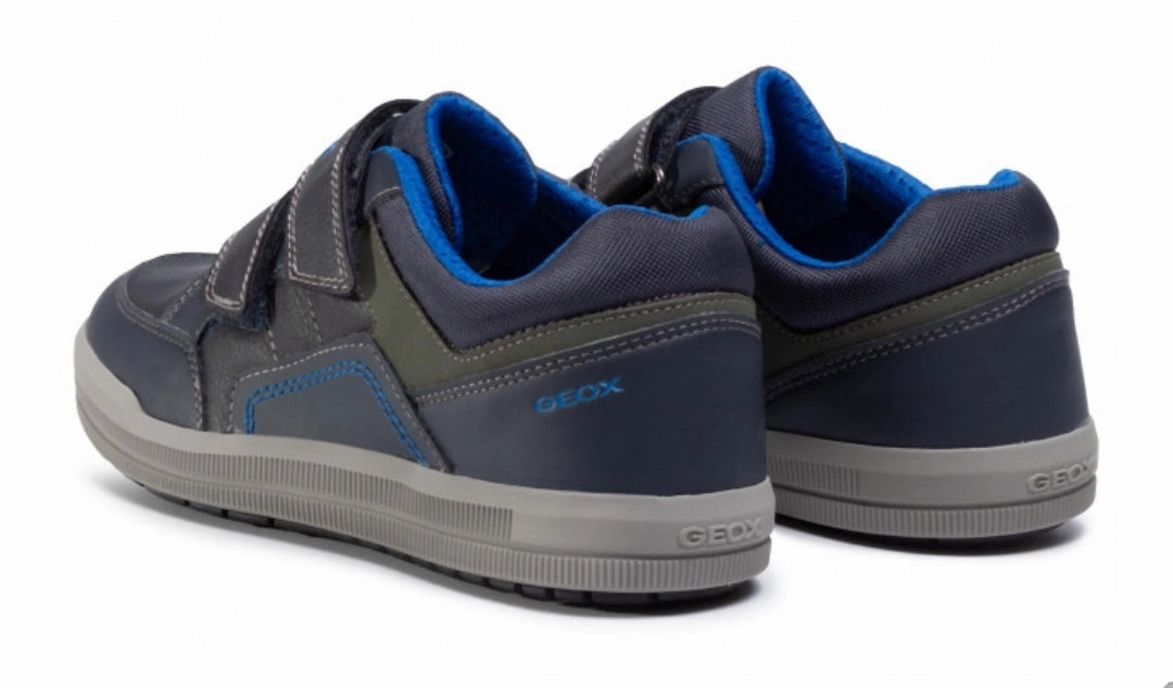 Geox Poseido Navy Grey Leather Sneaker School Shoe