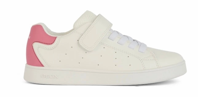 Geox White Fuchsia Eclyper Velcro Sneakers