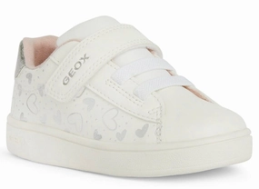 Geox White Silver Design Eclyper Velcro Sneakers