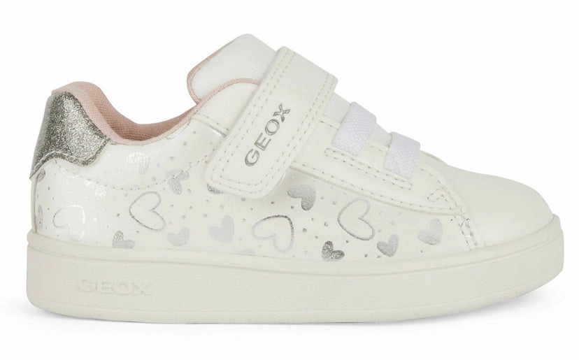 Geox White Silver Design Eclyper Velcro Sneakers