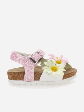 Girls Daisy Glitter Sandals in Pink