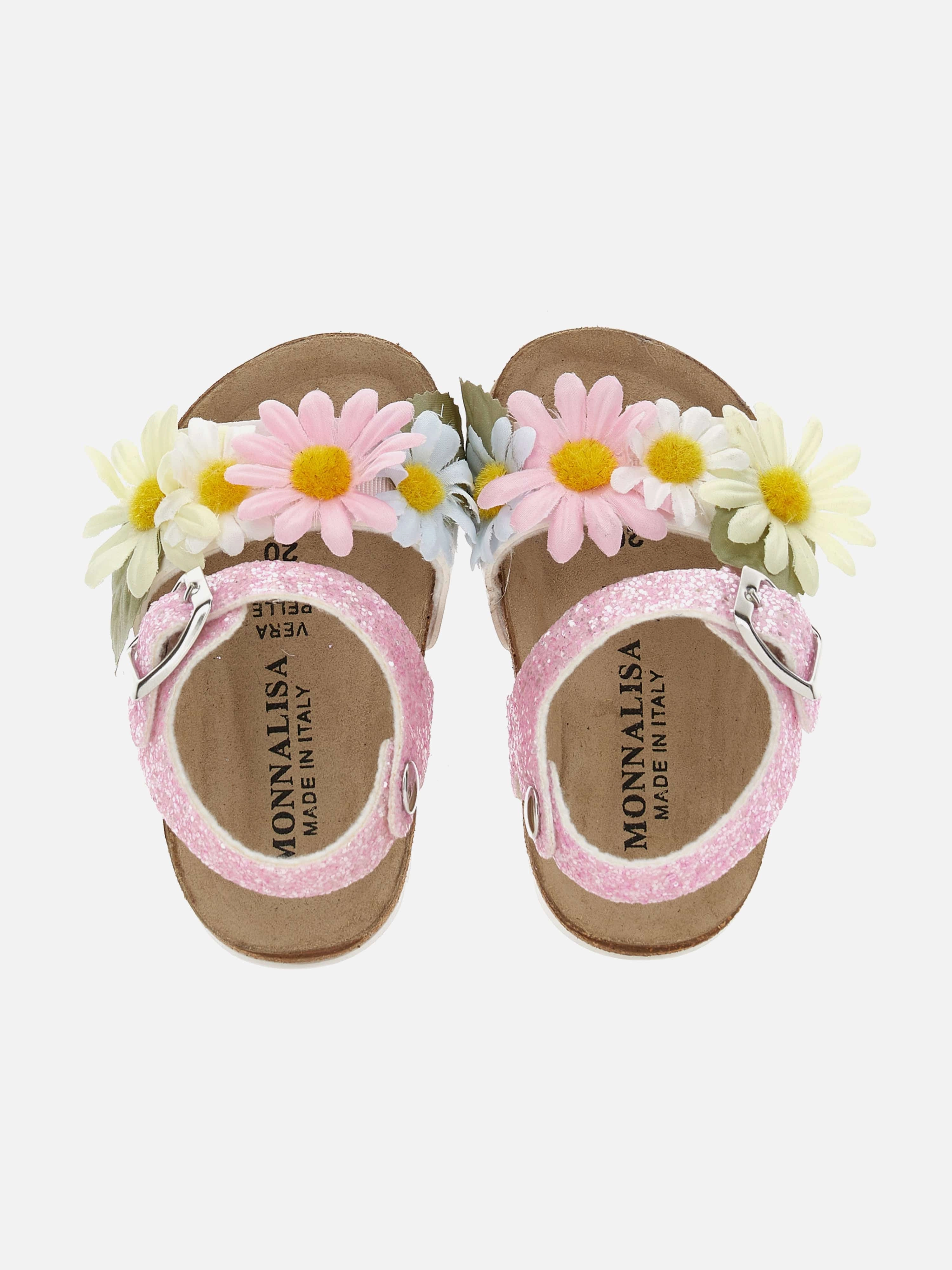 Girls Daisy Glitter Sandals in Pink