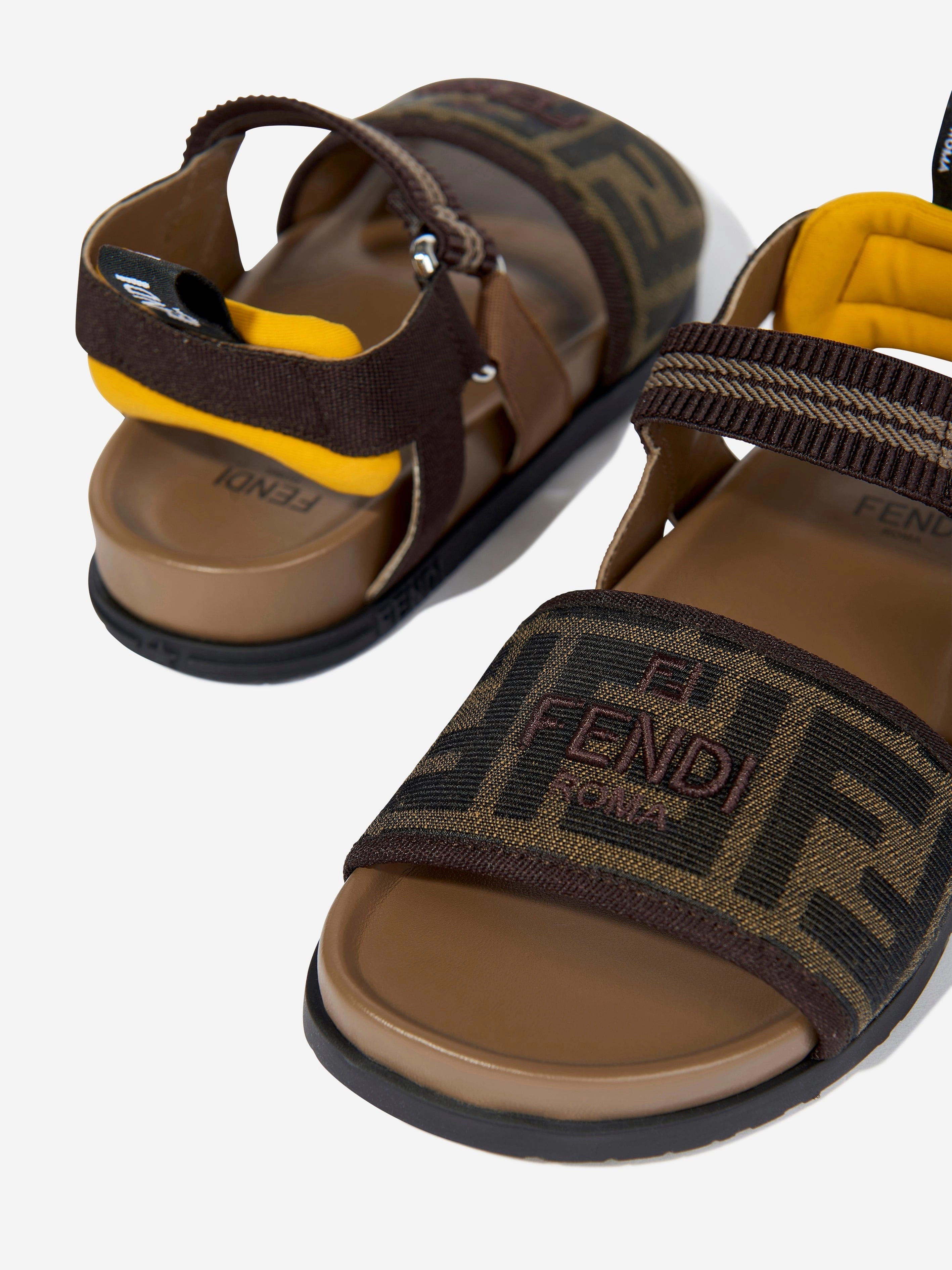 Girls FF Jacqaurd Logo Sandals in Brown