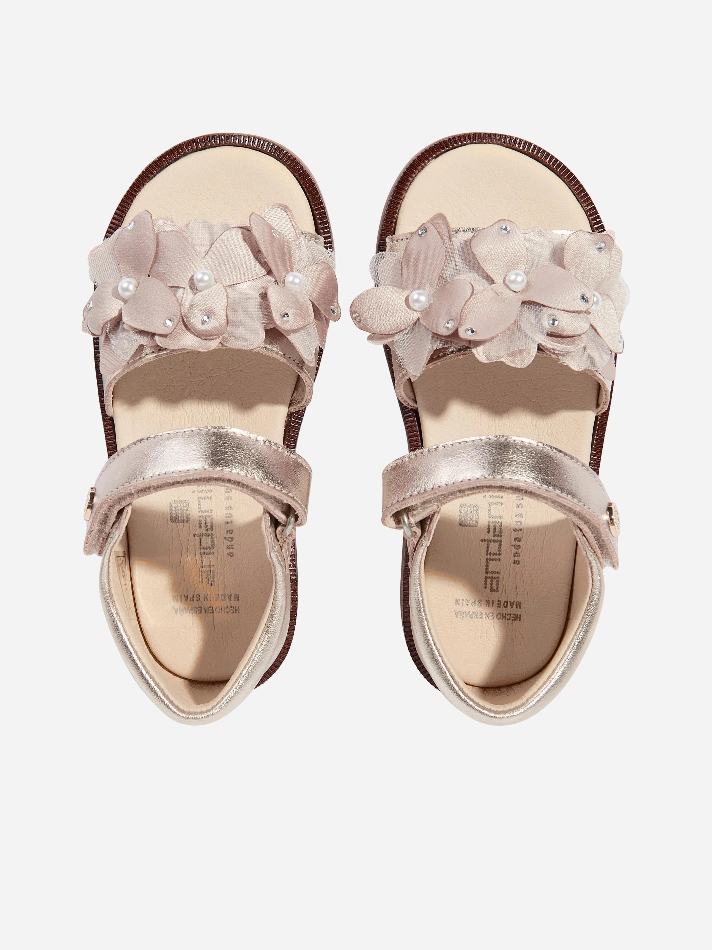 Girls Flower Sandals in Gold