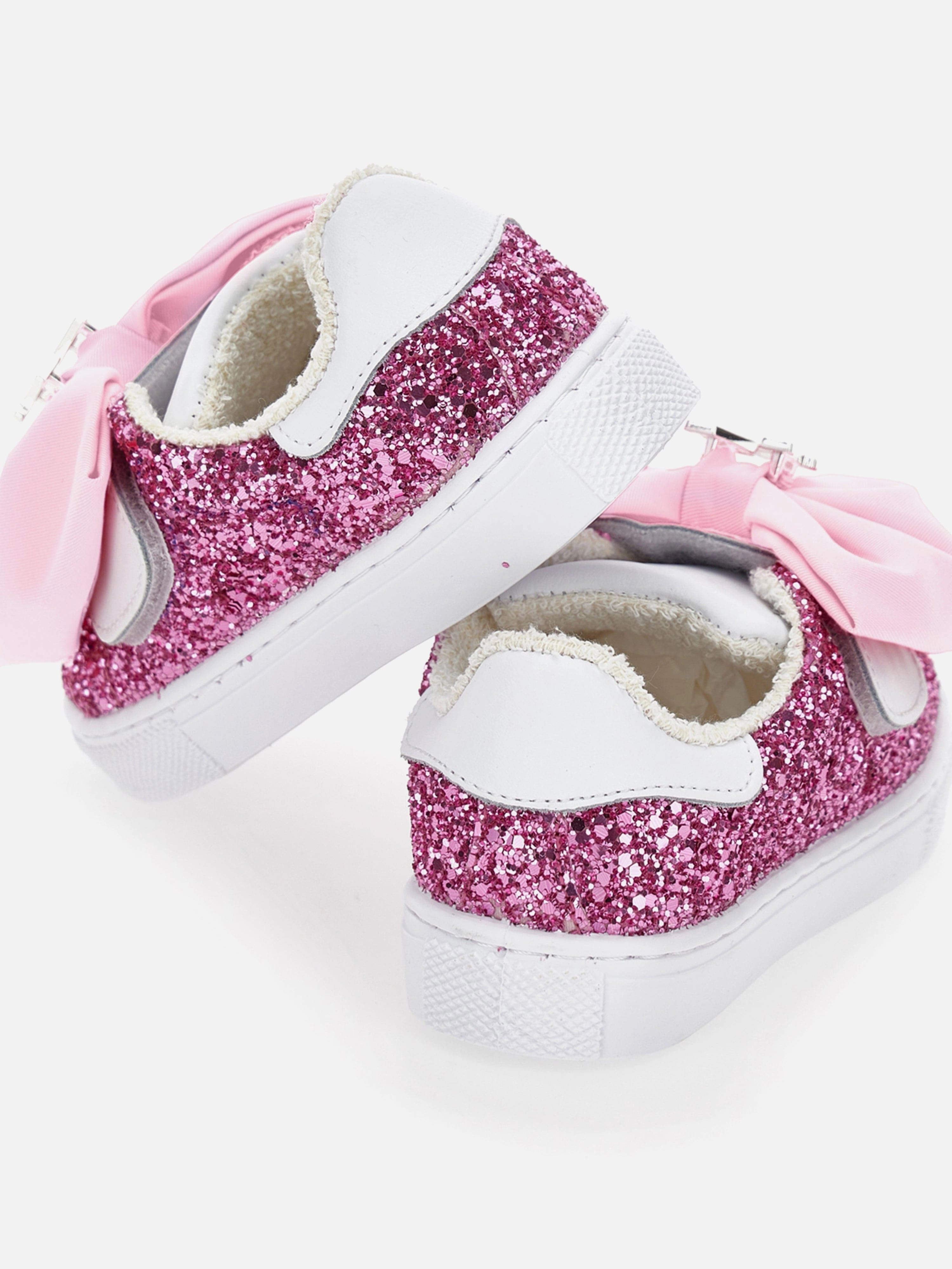 Girls Glitter Bow Trainers in Pink