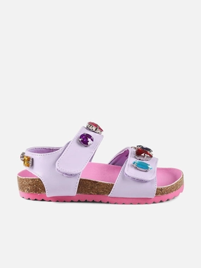 Girls Jewelled Sandals in Purple