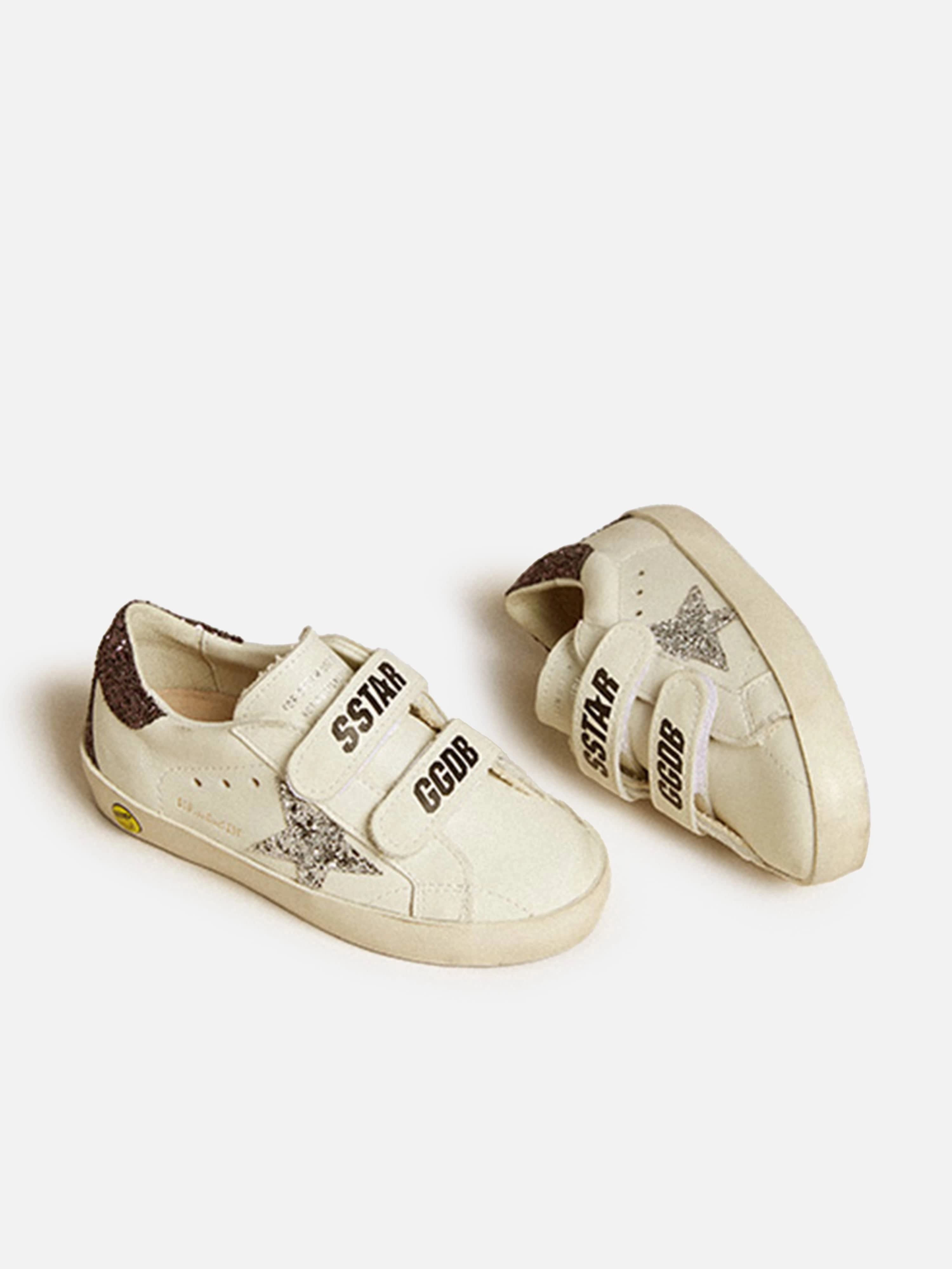 Girls Leather Old School Classic Trainers in White