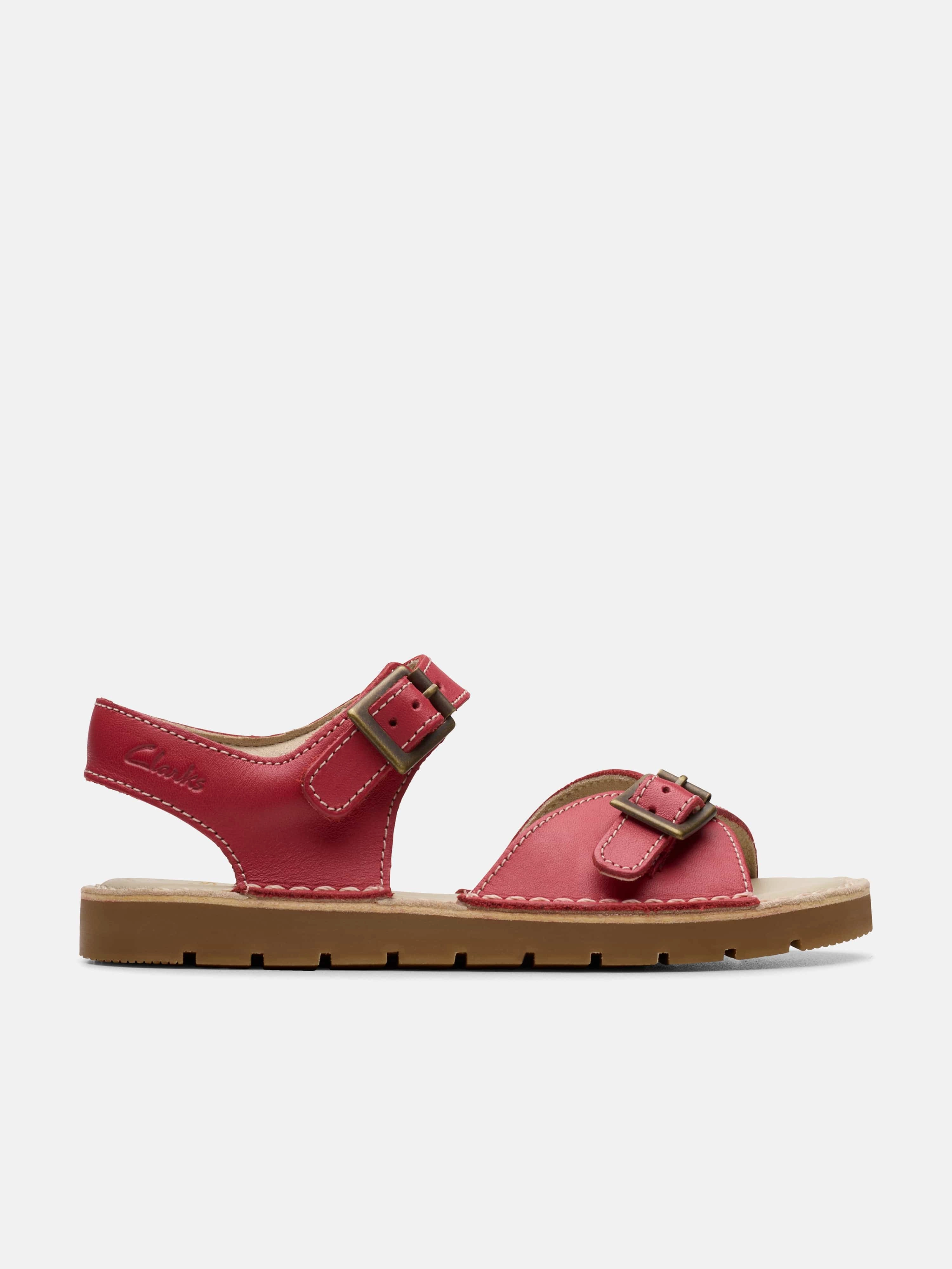 Girls Leather Play Sun Reef Sandals in Red