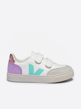 Girls Leather V-12 Trainers in White
