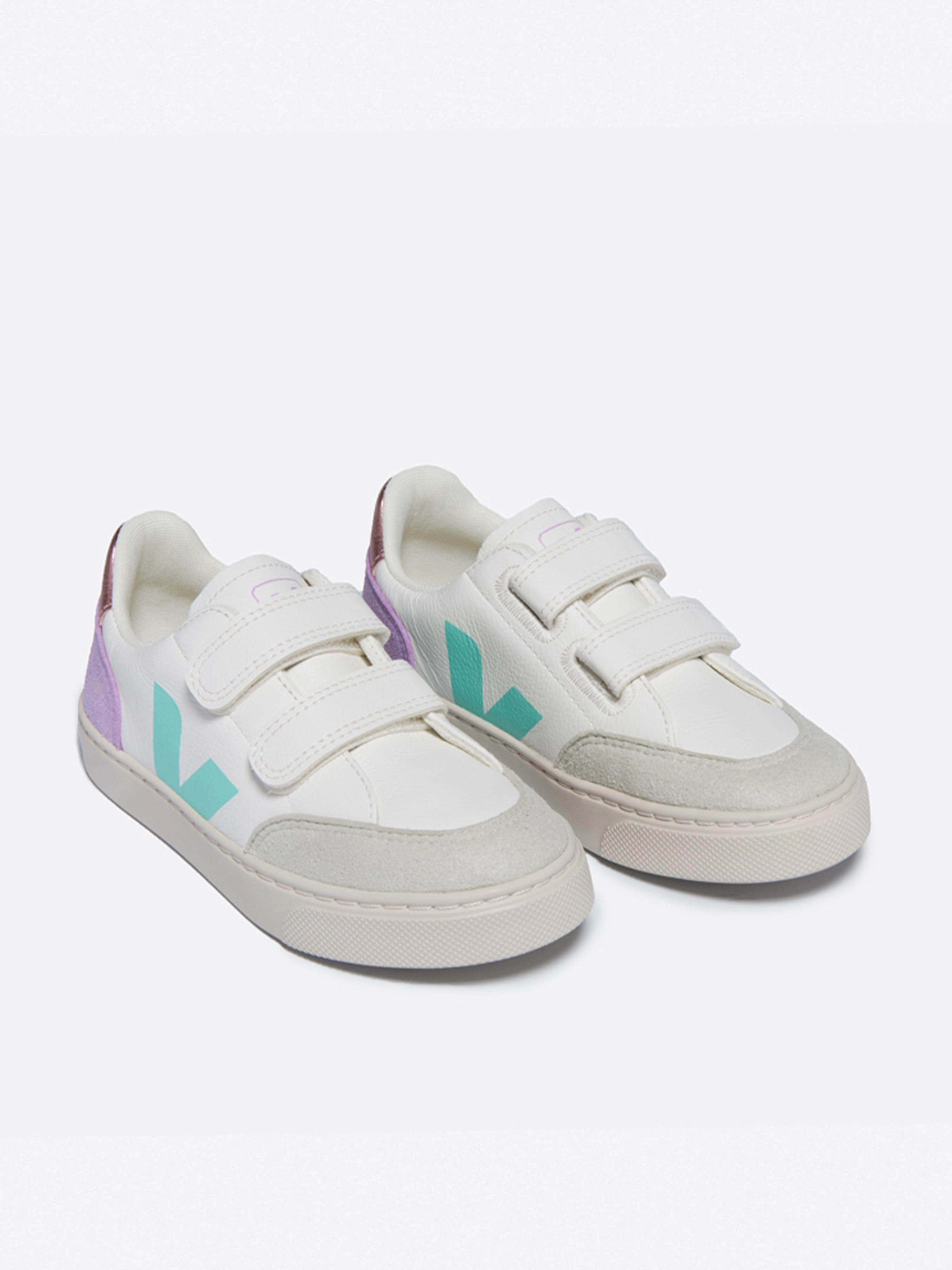 Girls Leather V-12 Trainers in White
