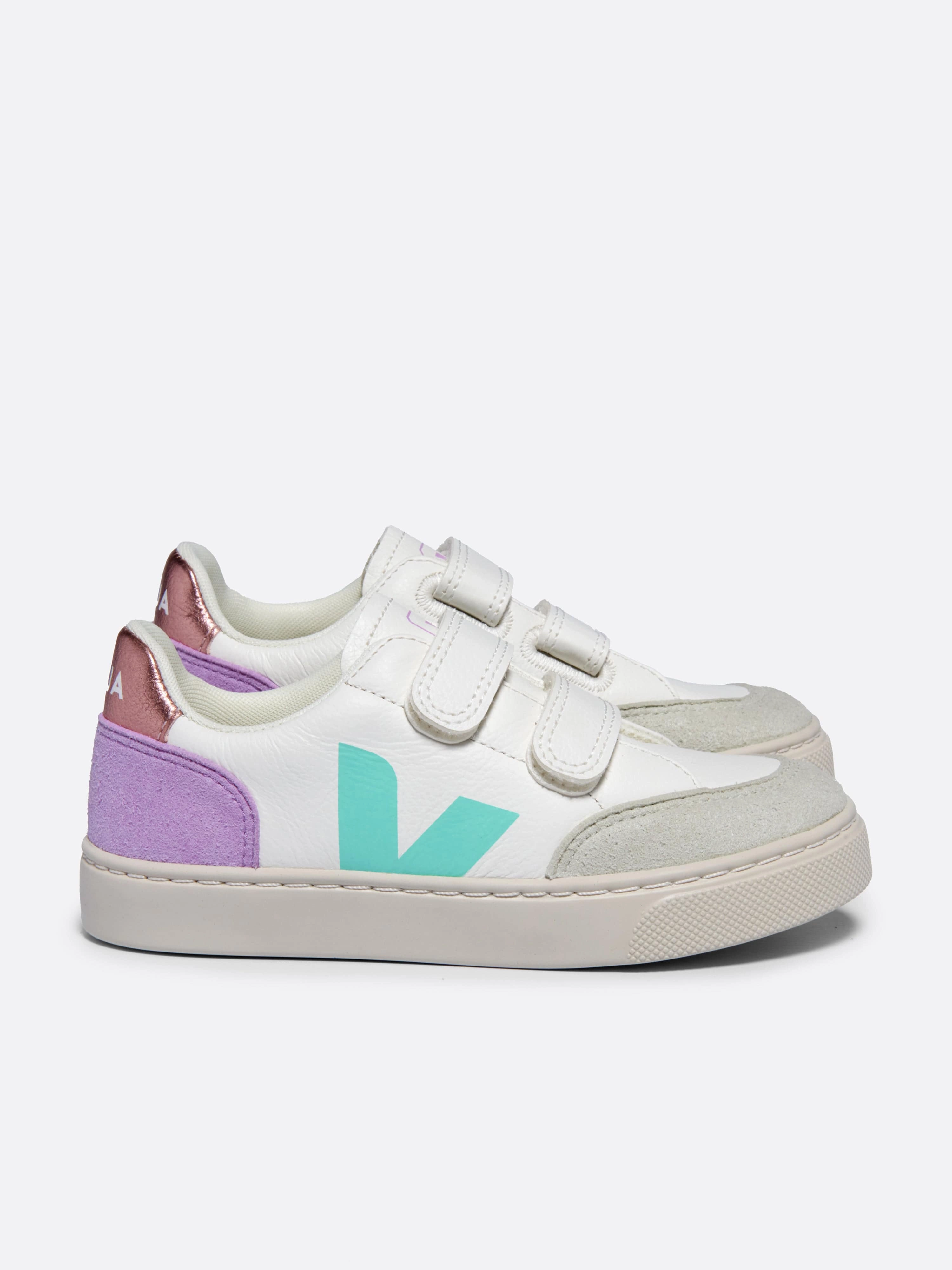Girls Leather V-12 Trainers in White