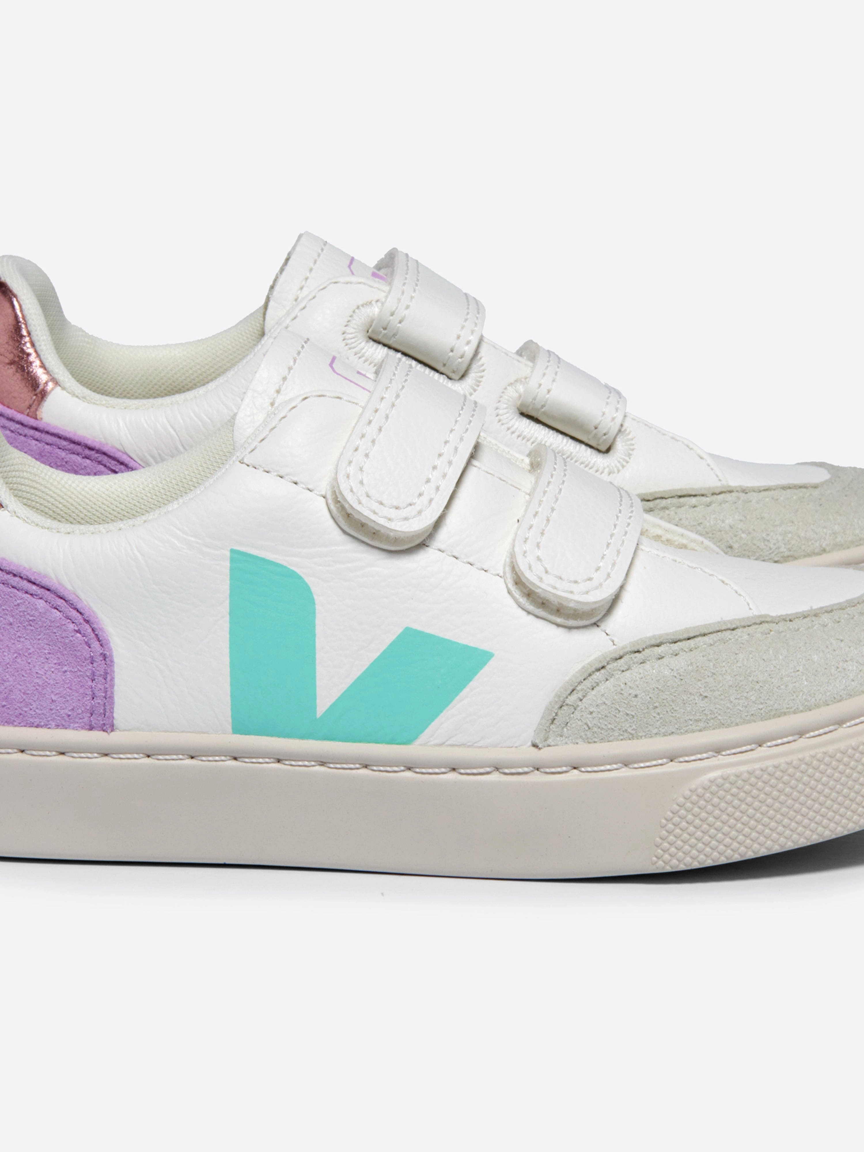 Girls Leather V-12 Trainers in White