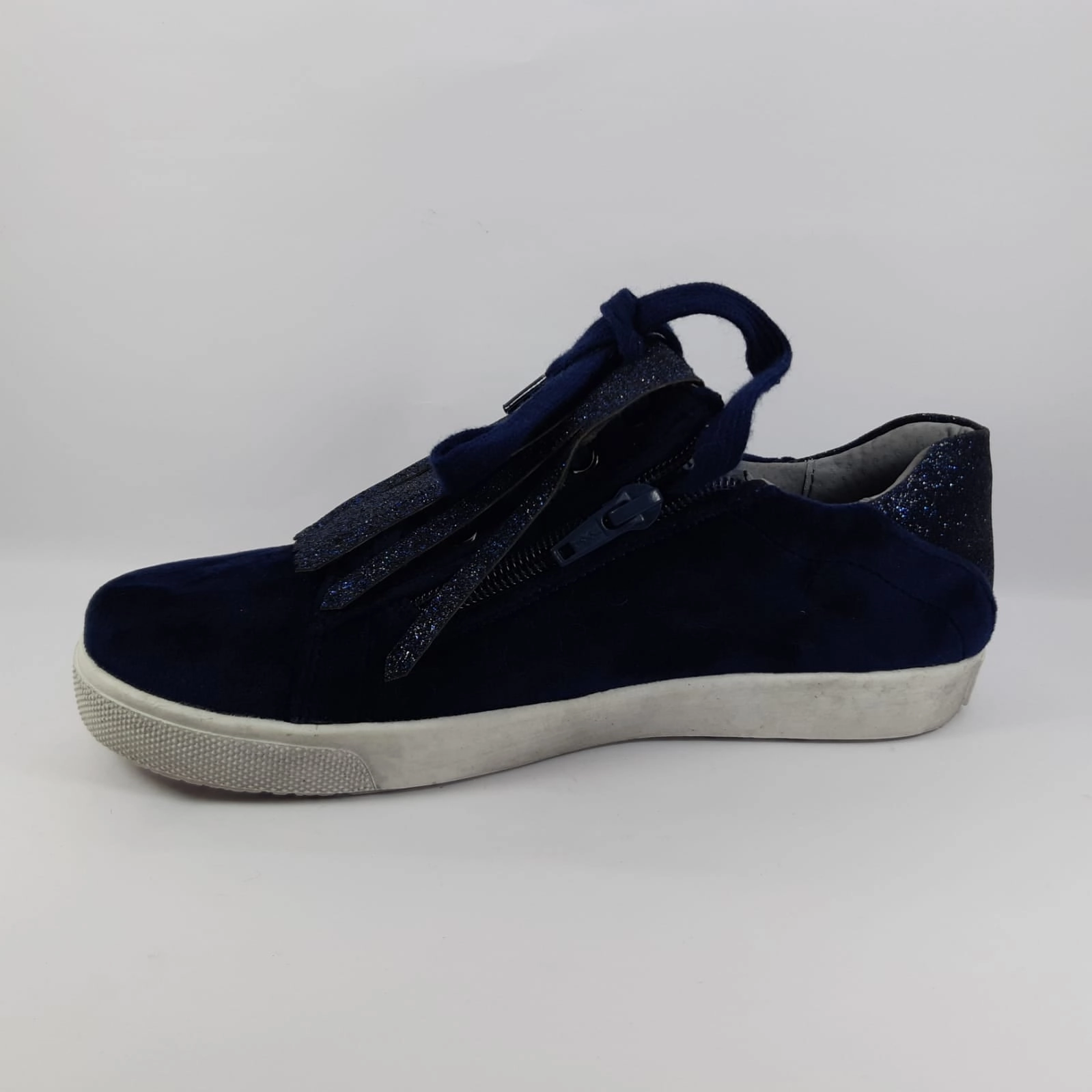 Girls Oca Loca Navy Suede Glitter Tassles Sneakers