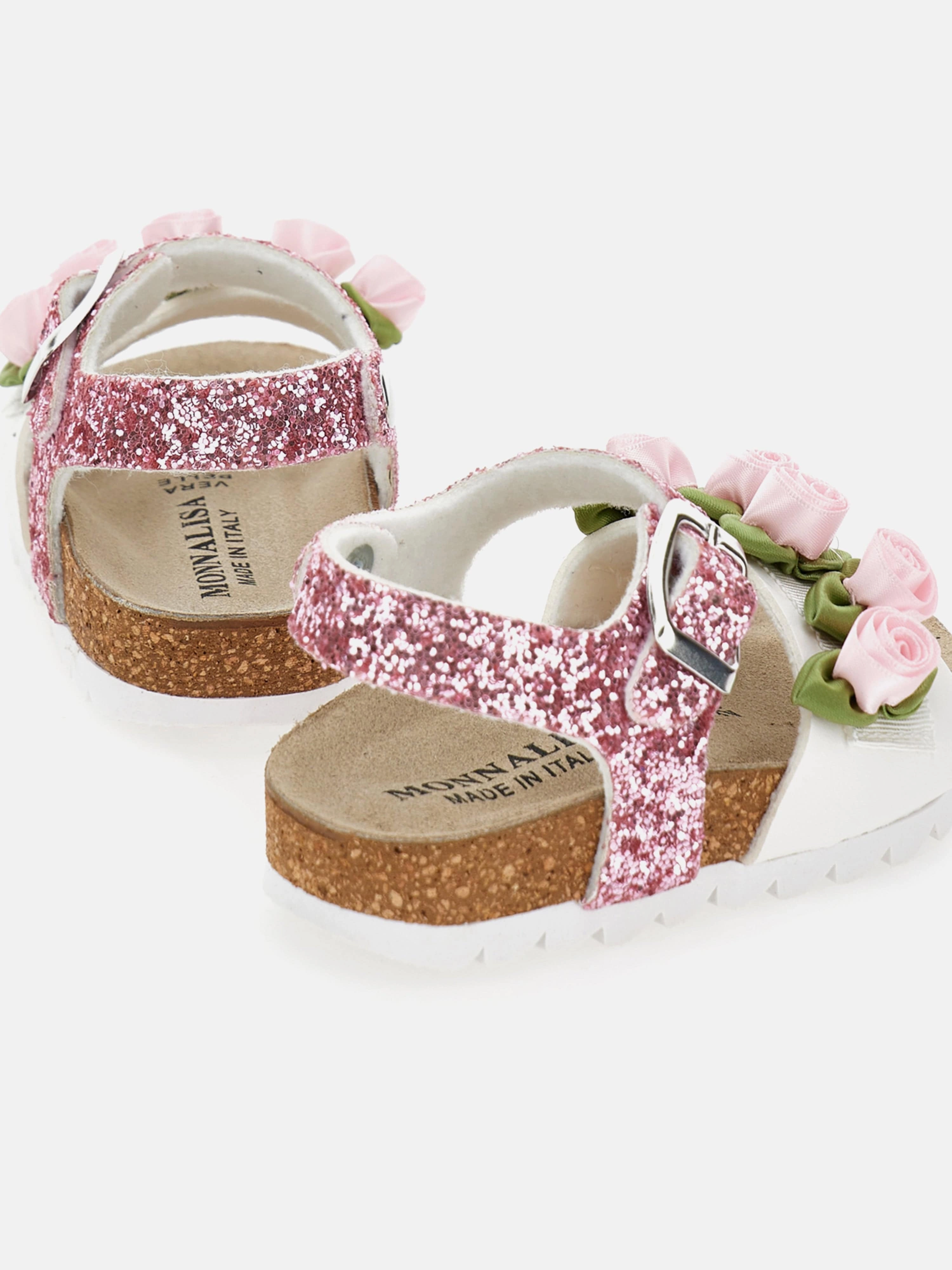Girls Rose Glitter Sandals in Pink