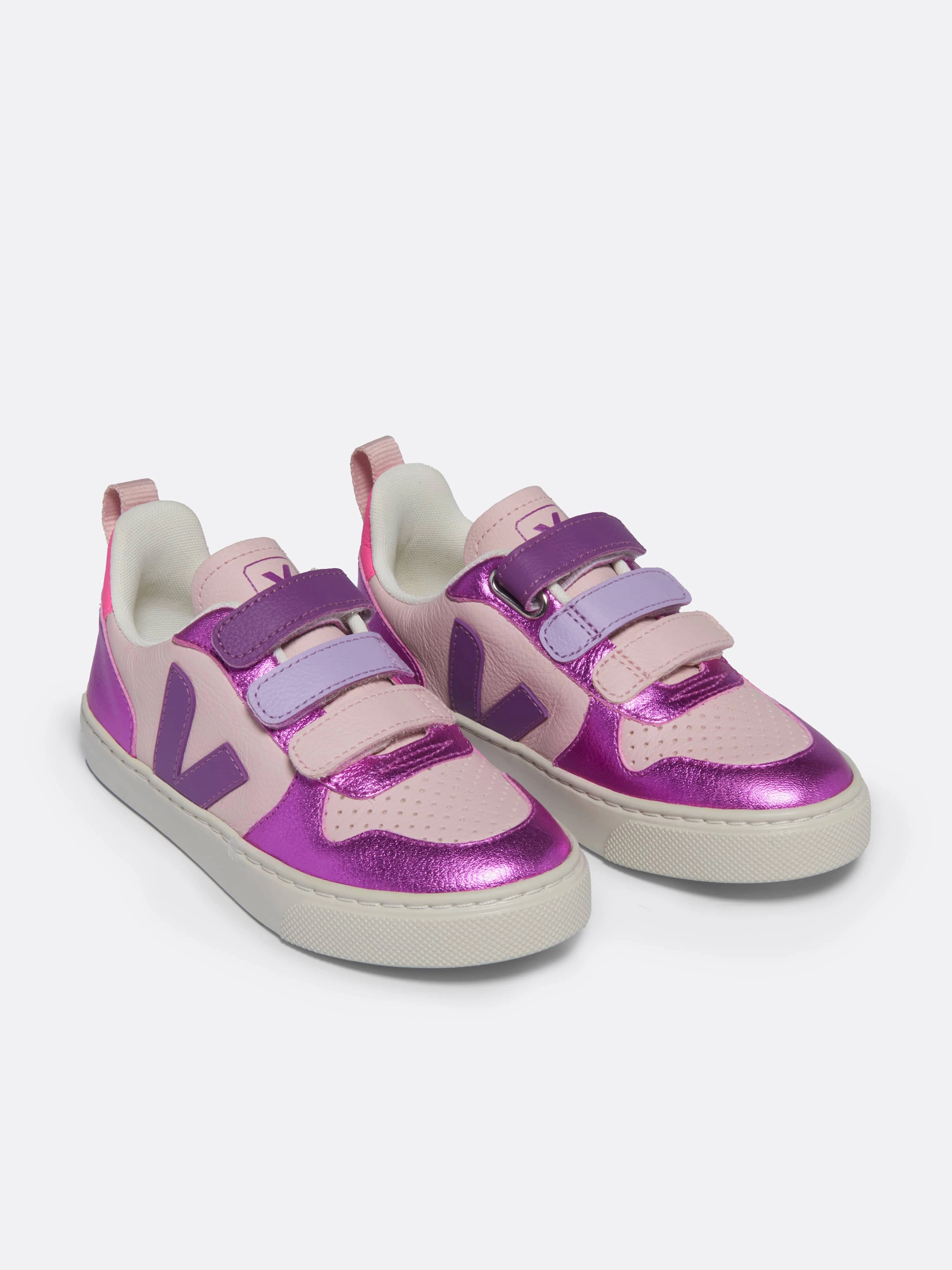 Girls V-10 Leather Traners in Purple