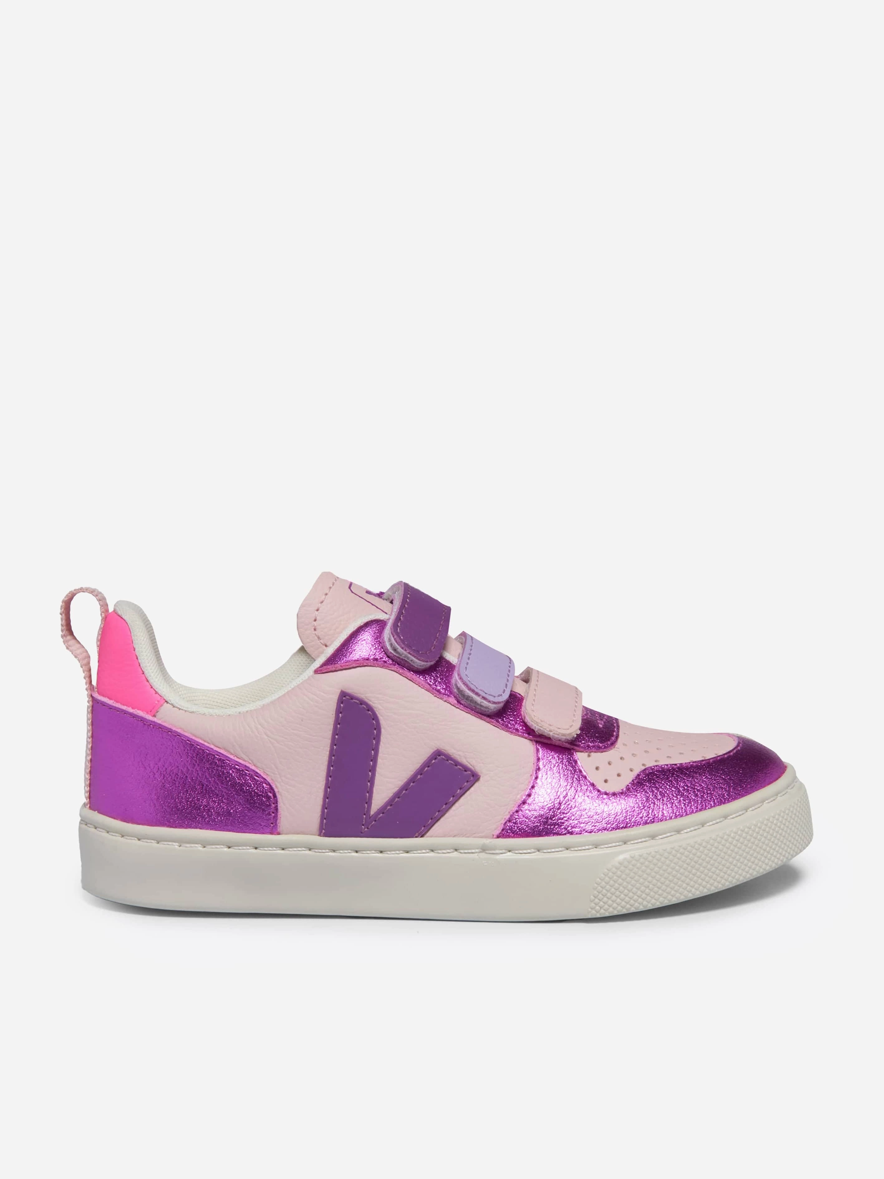 Girls V-10 Leather Traners in Purple