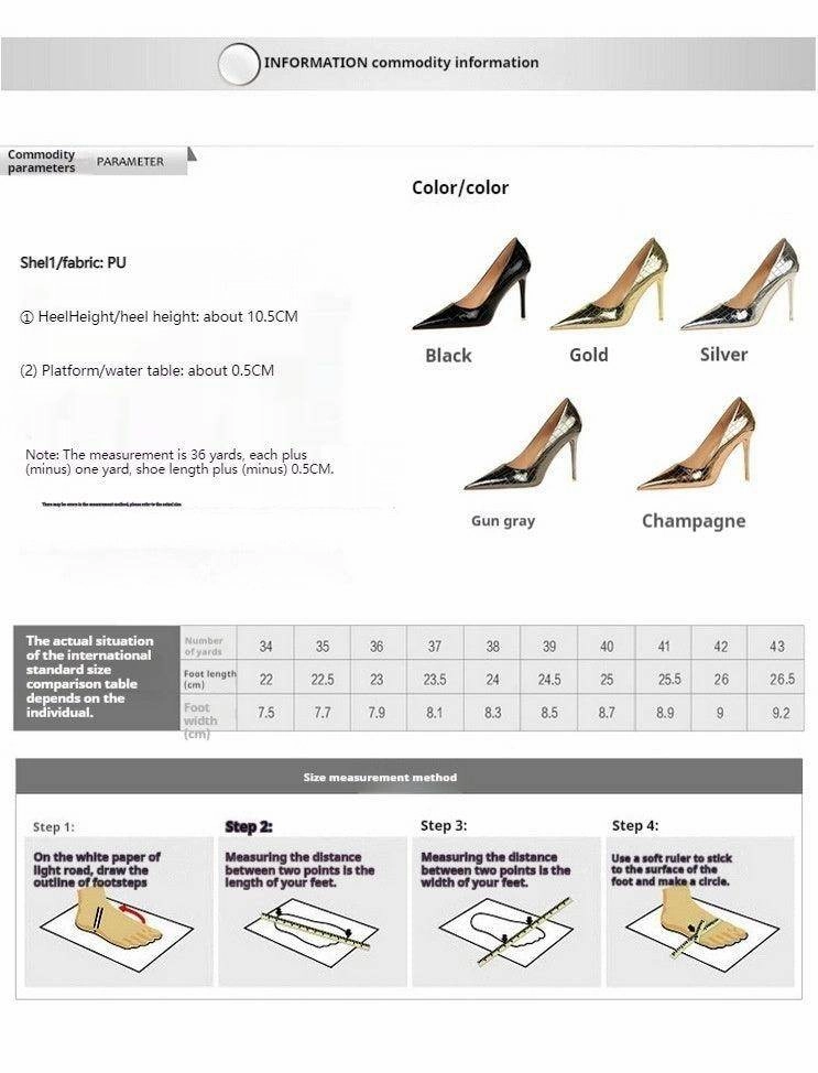 Gold  Faux Leather Pointy Stiletto Heels  666858462308