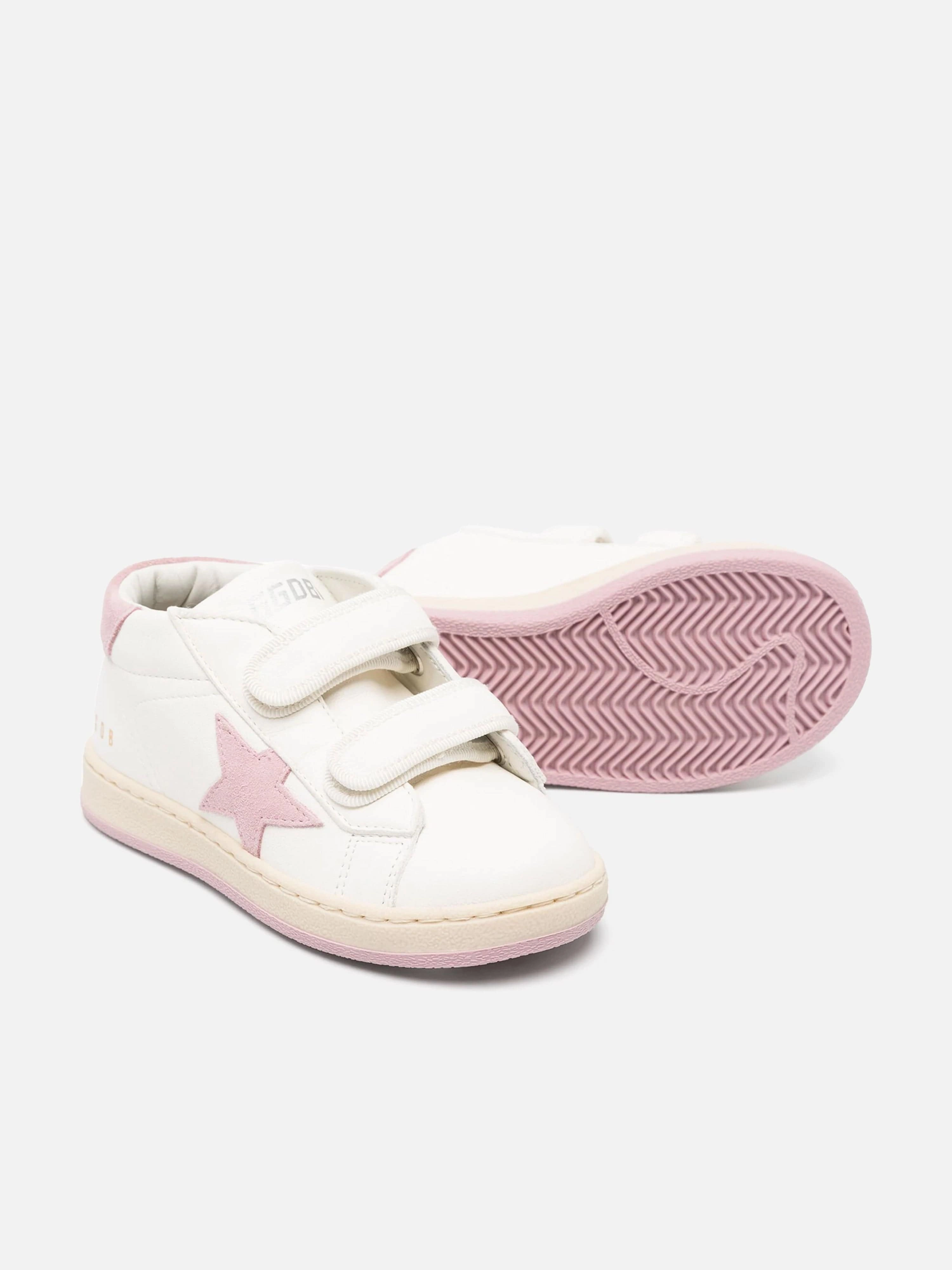 Golden Goose Girls Leather and Suede Star June Trainers in White