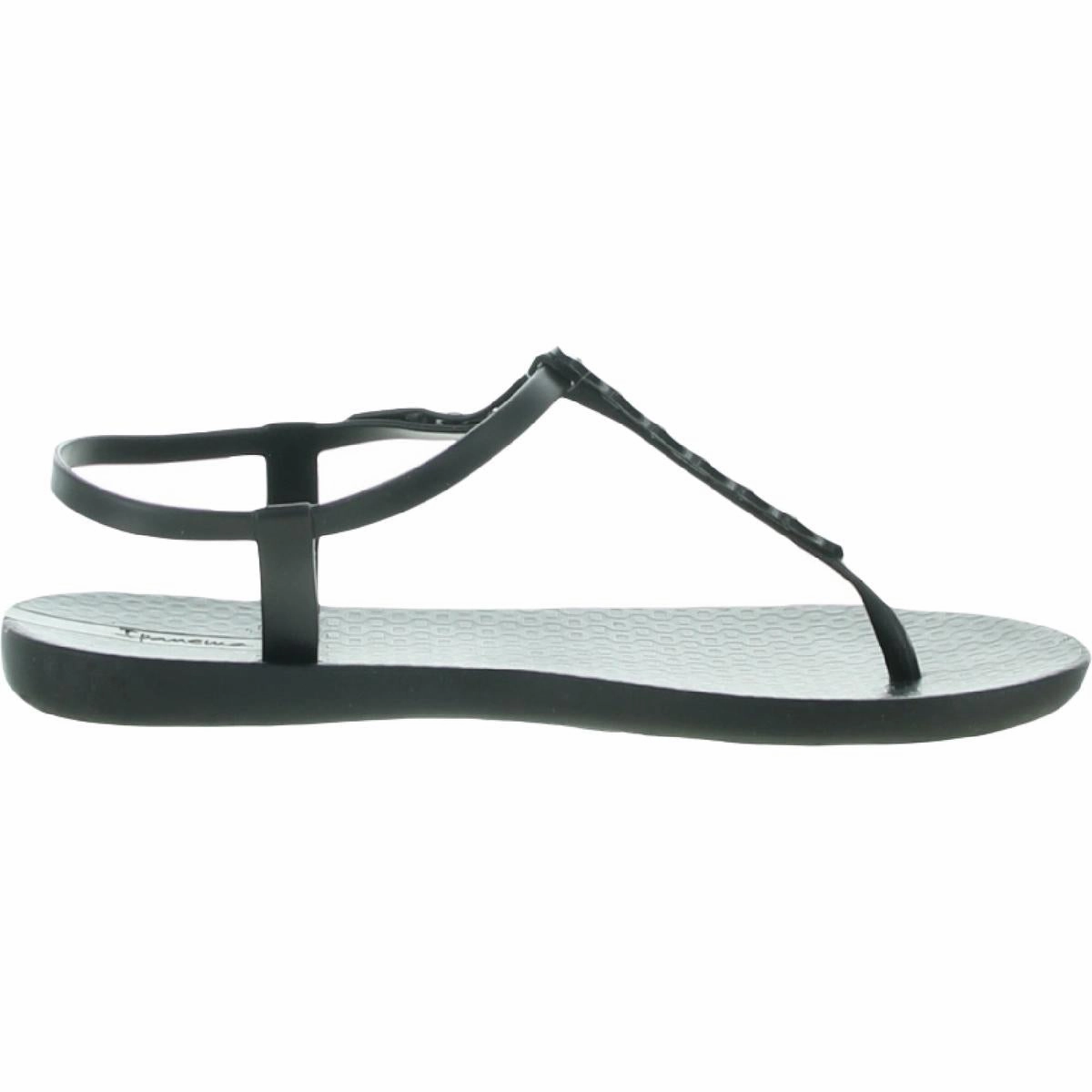 Grendene Womens Faux Leather Flat Thong Sandals