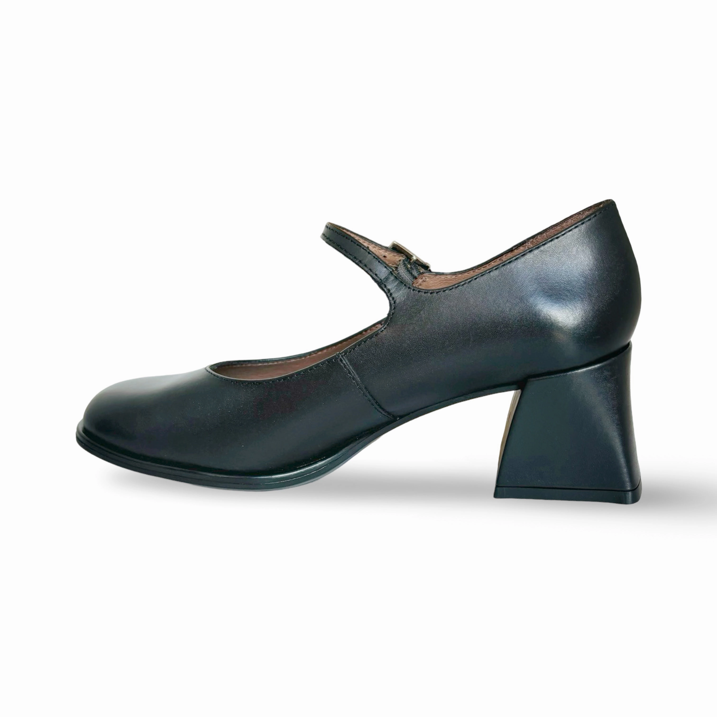 H5711 Black Leather Maryjane Pump