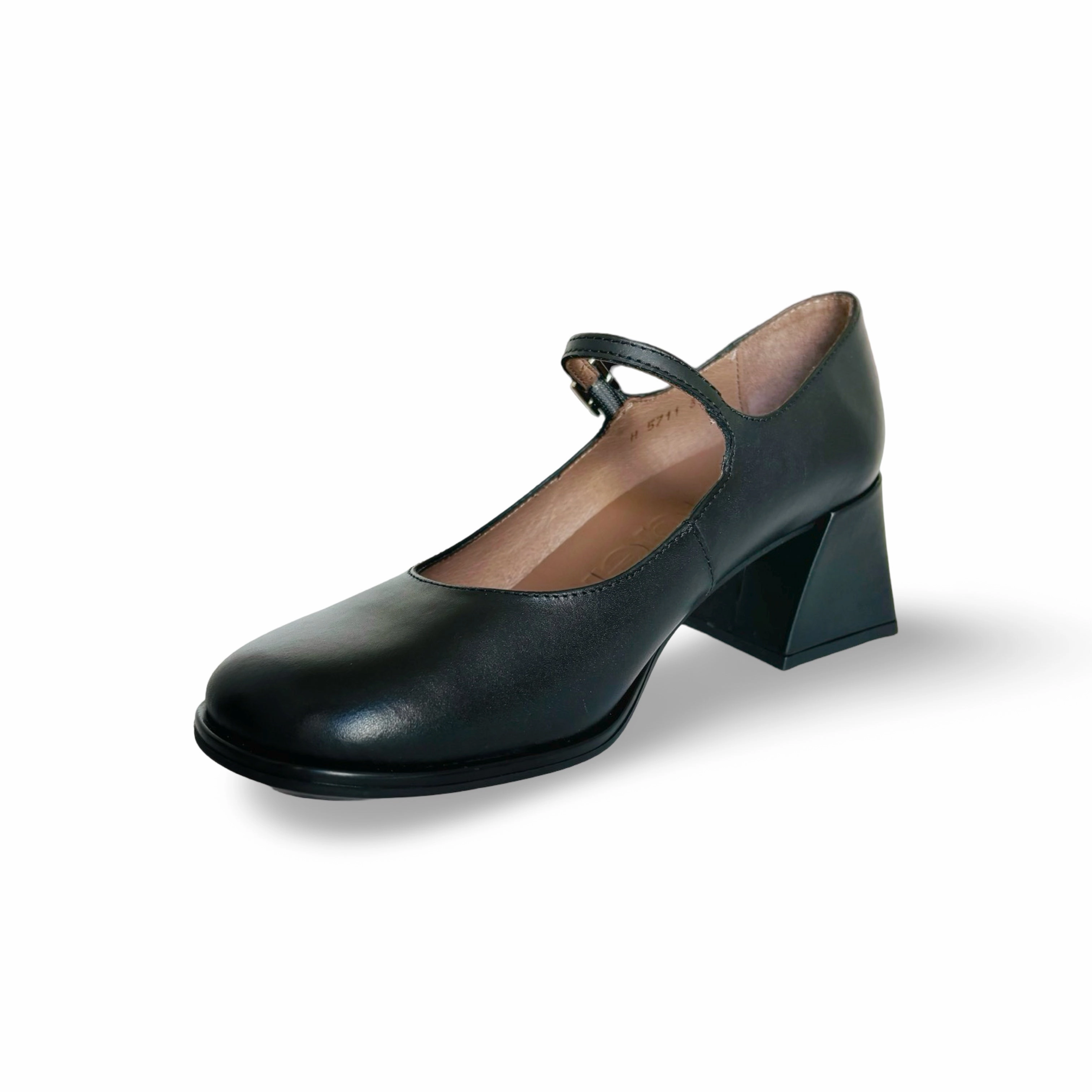 H5711 Black Leather Maryjane Pump