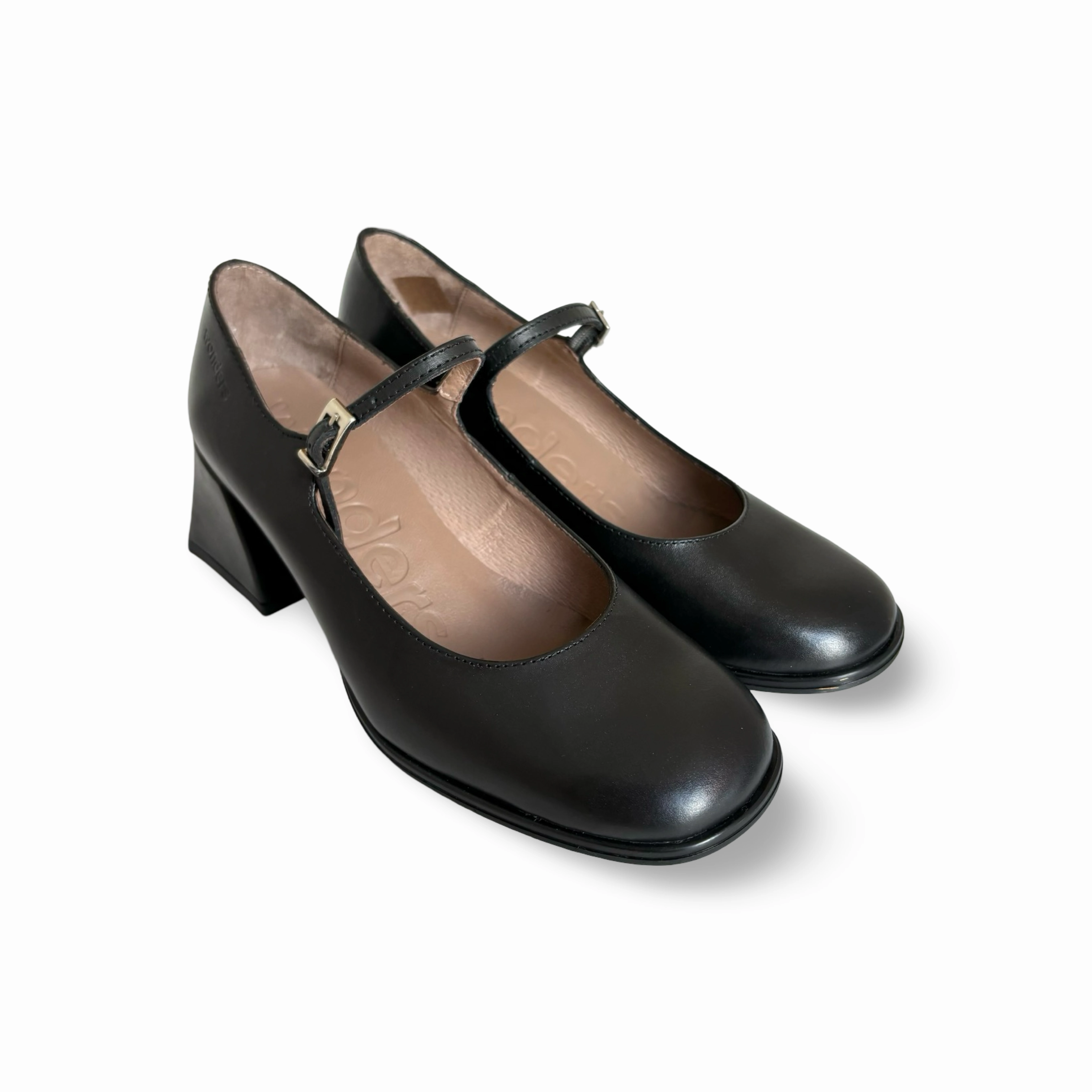 H5711 Black Leather Maryjane Pump