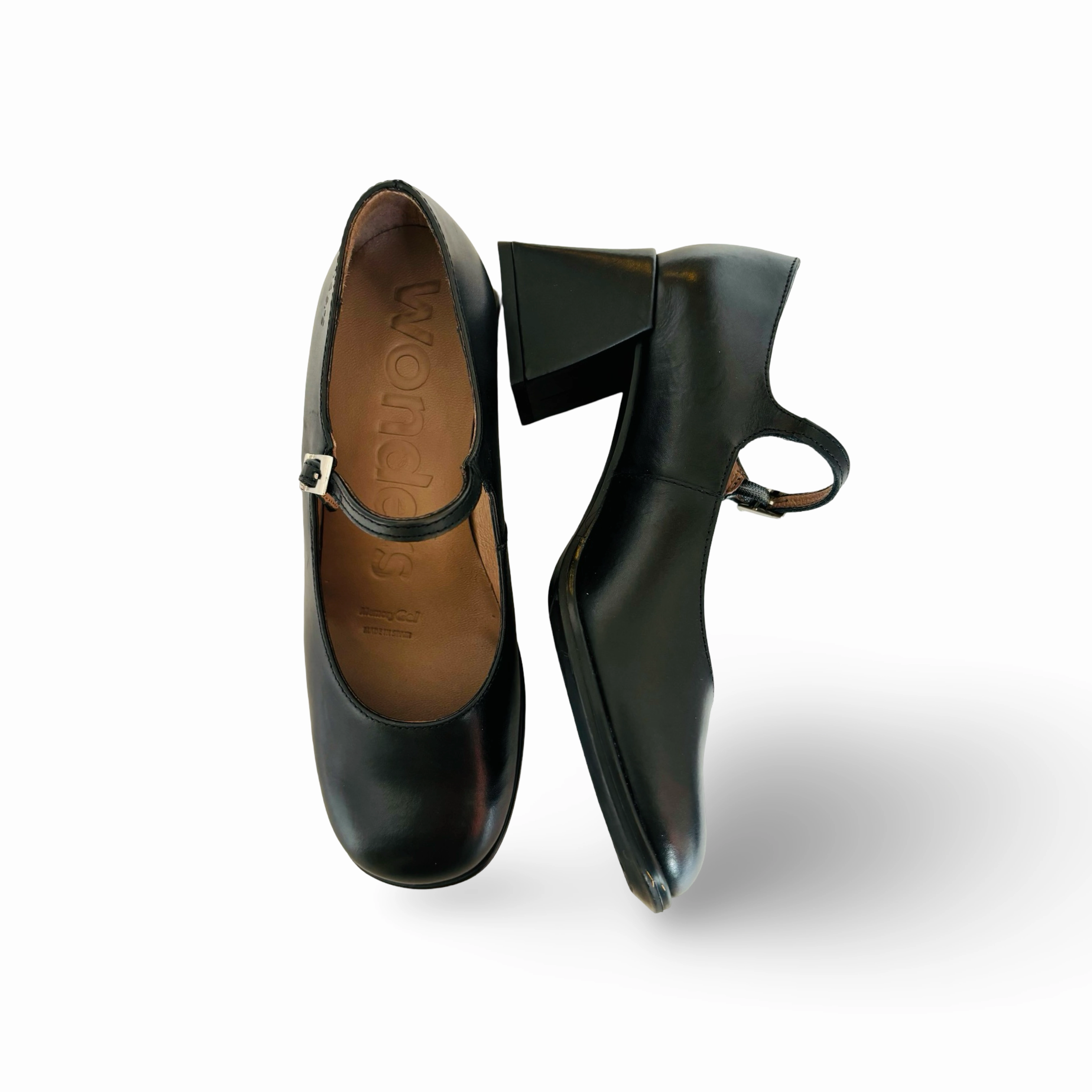 H5711 Black Leather Maryjane Pump
