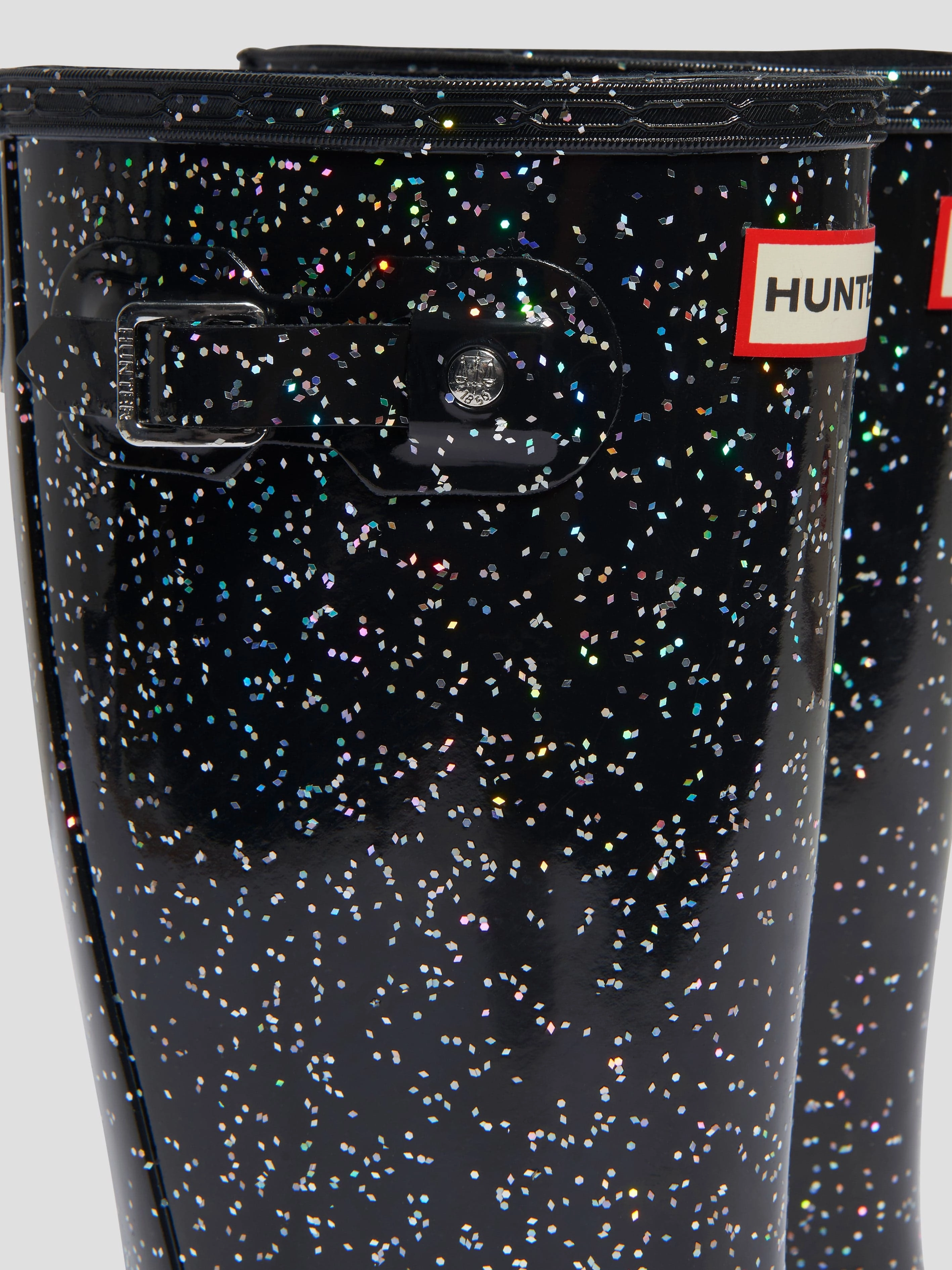Hunter Kids Original Giant Glitter Wellingon Boots in Black