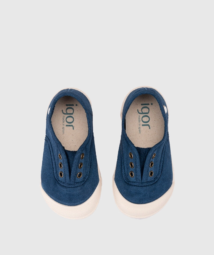 Igor Boy's And Girl's Lona Laceless Shoes - Marino