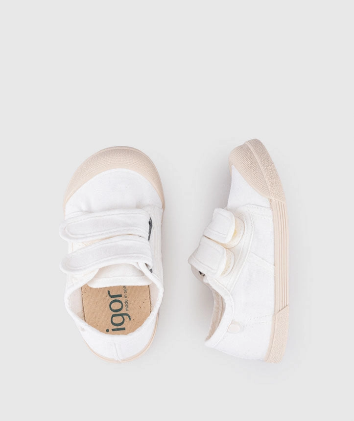 Igor Boy's and Girl's Lona V Shoes, Blanco