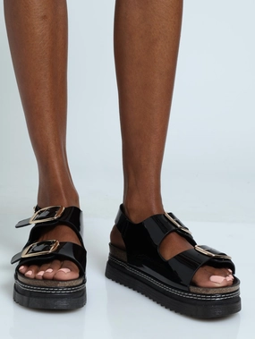 Jaden Backstrap Platform Sandal - Black