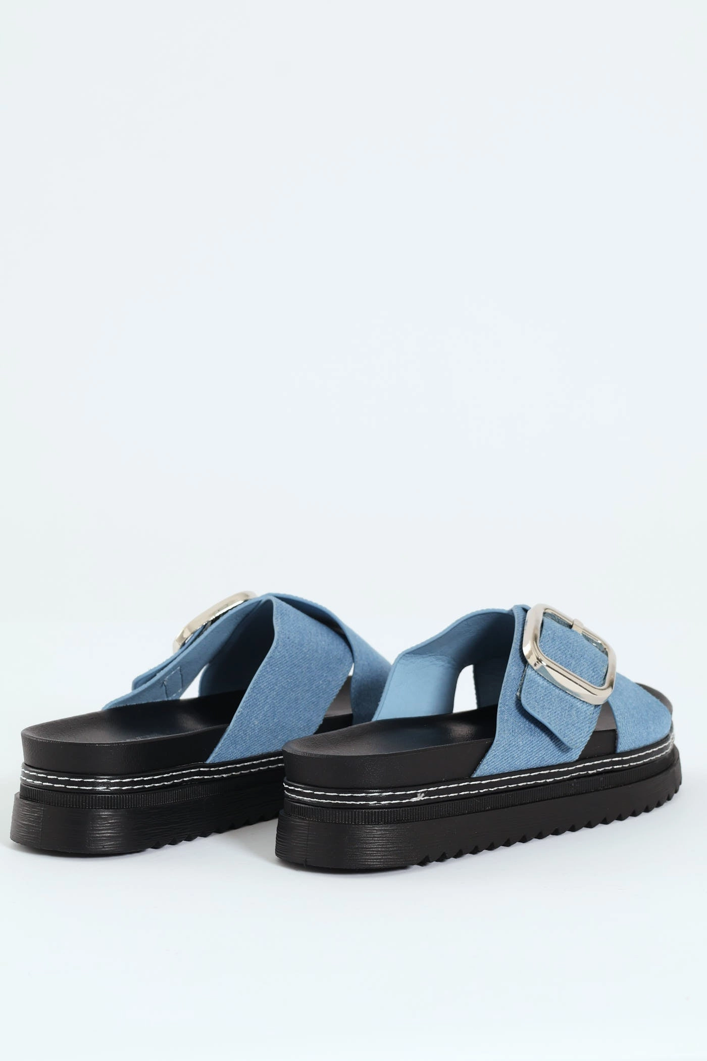 Janiel Cross Over Buckle Platform Sandal - Blue