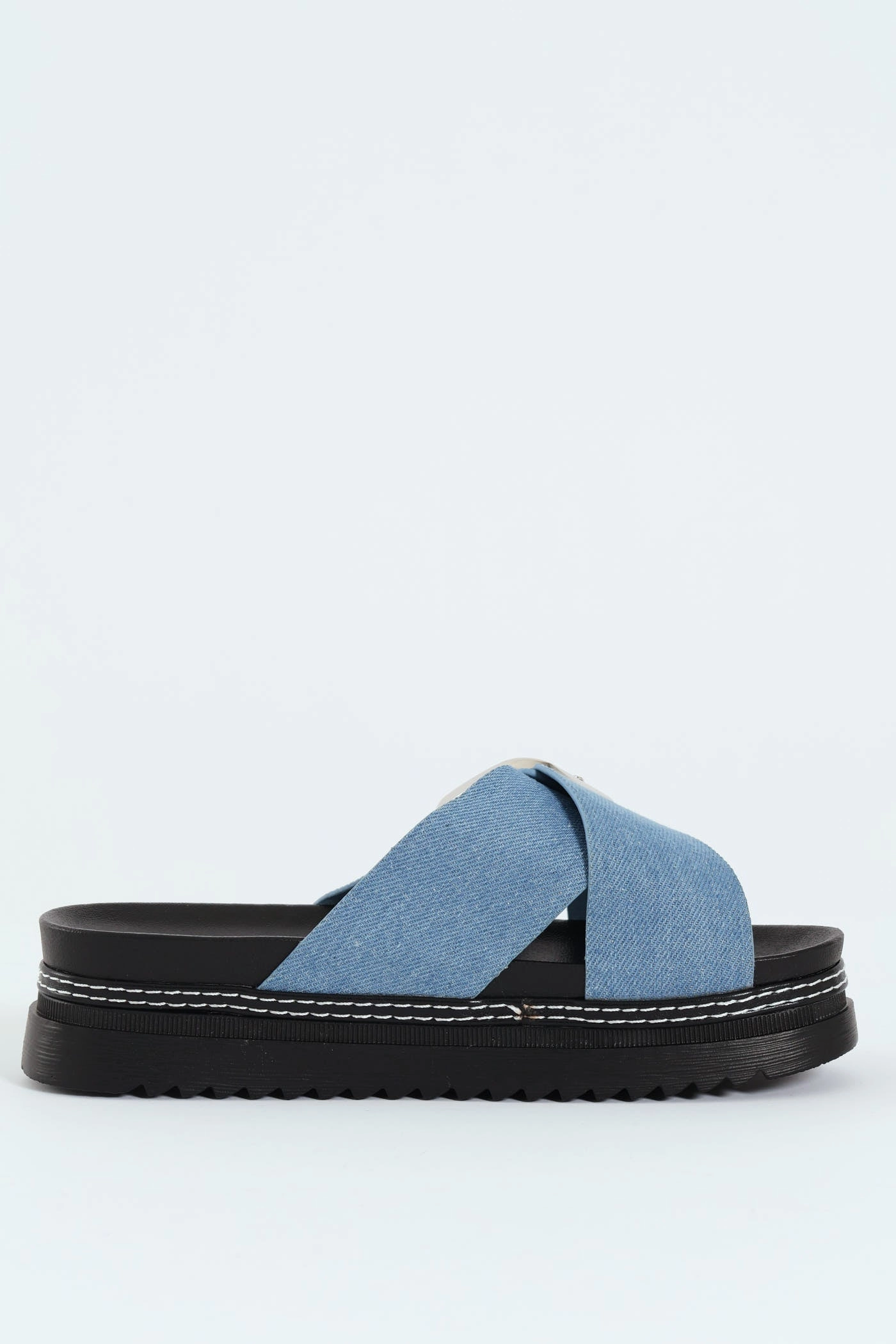 Janiel Cross Over Buckle Platform Sandal - Blue
