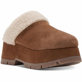 Juney Womens Faux Fur Leather Platform Sandals
