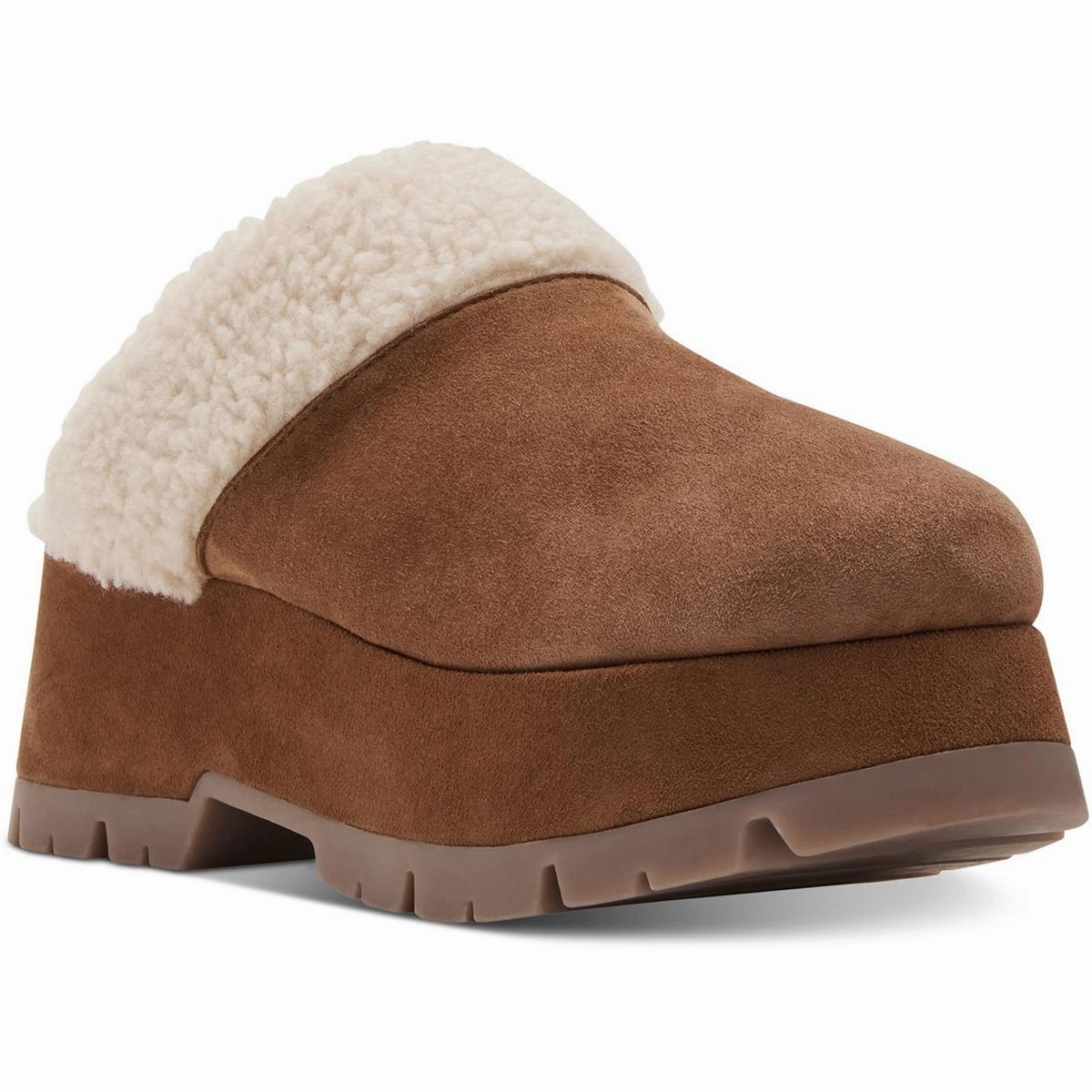 Juney Womens Faux Fur Leather Platform Sandals