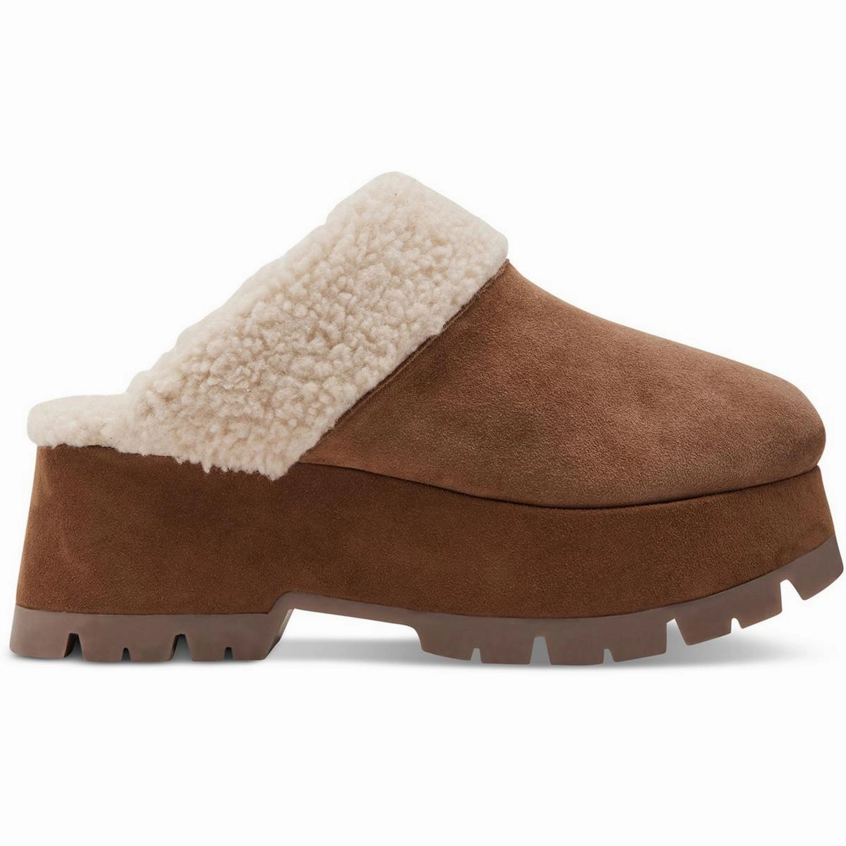 Juney Womens Faux Fur Leather Platform Sandals