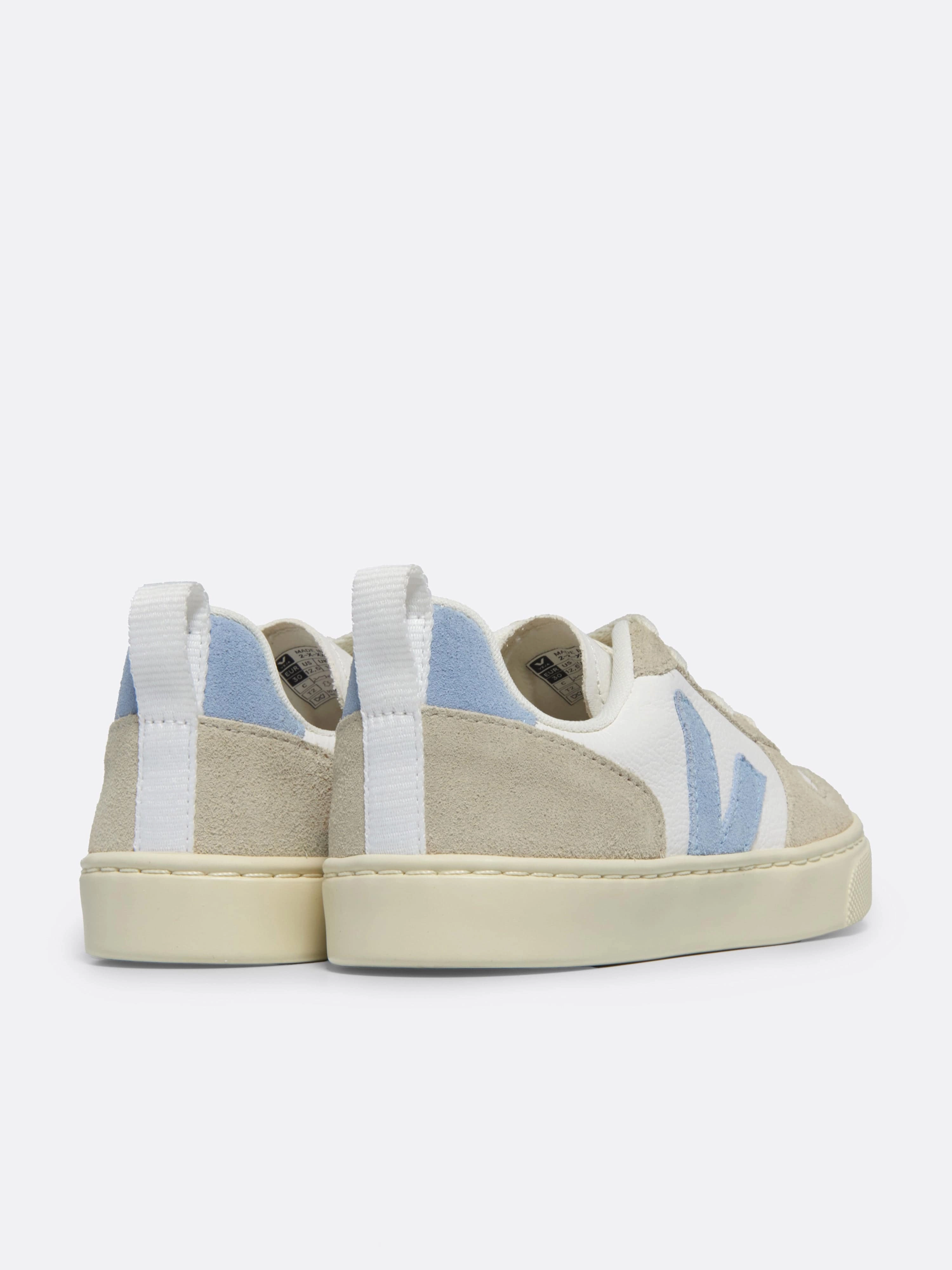Kids Laces Leather V-10 Trainers in White