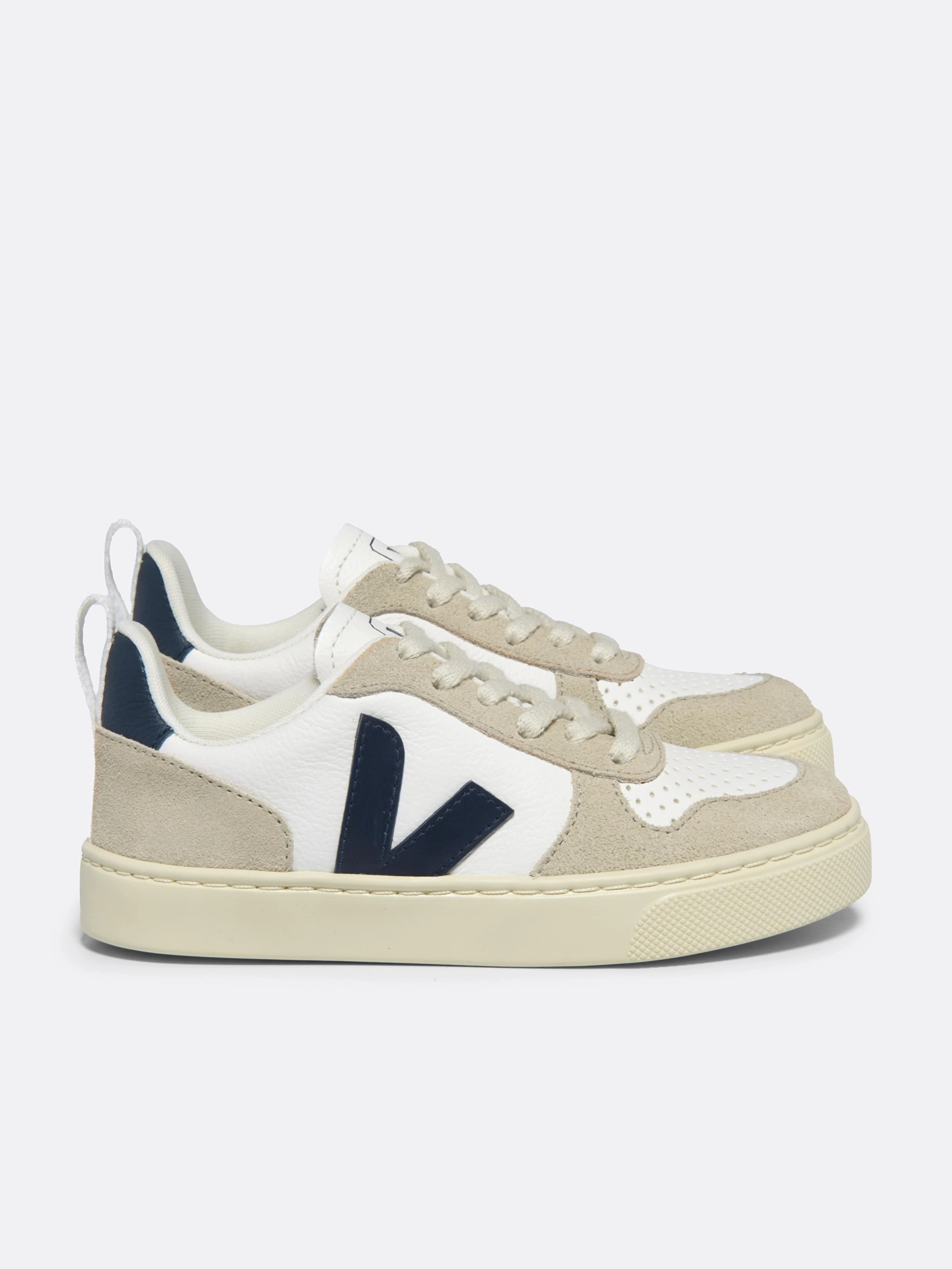 Kids Laces Leather V-10 Trainers in White