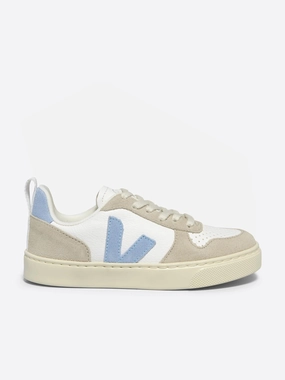 Kids Laces Leather V-10 Trainers in White