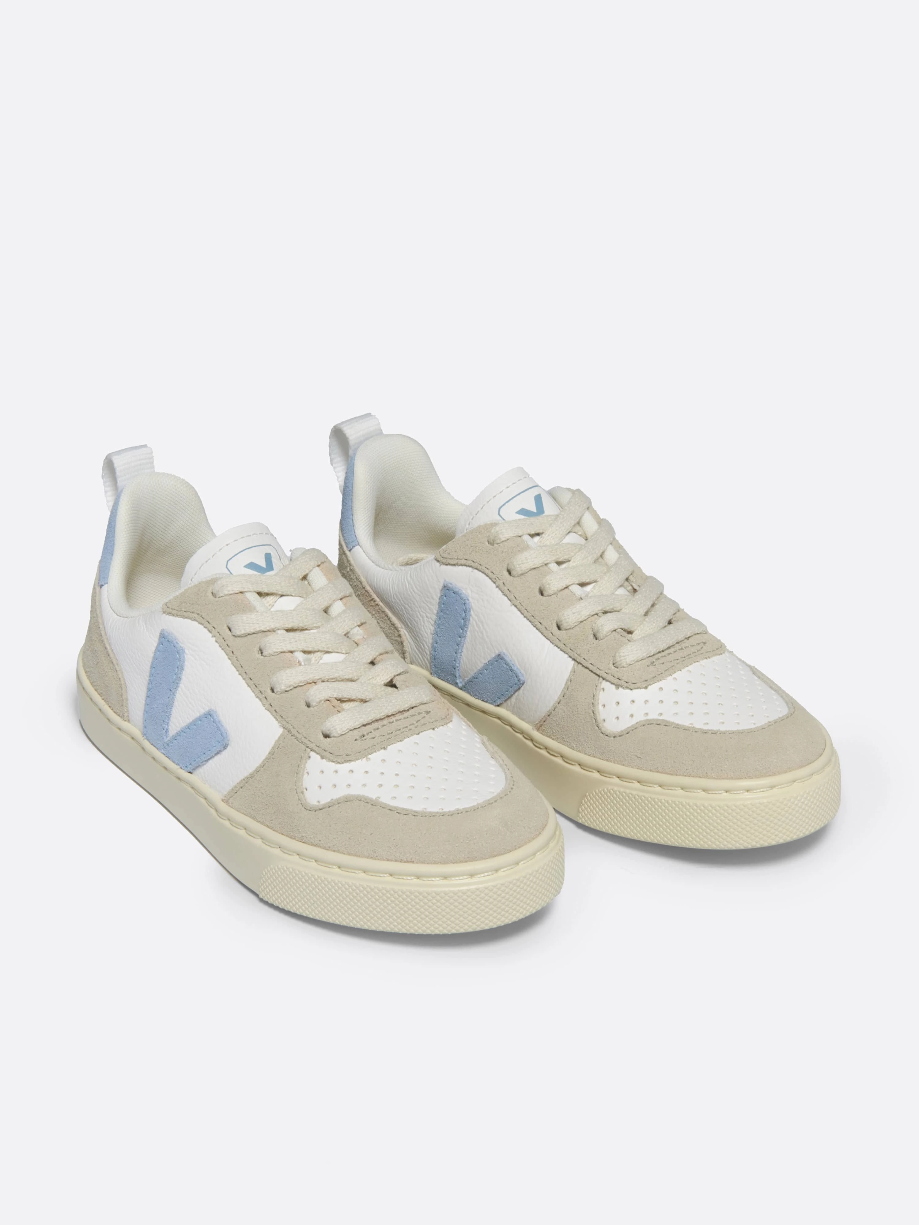 Kids Laces Leather V-10 Trainers in White