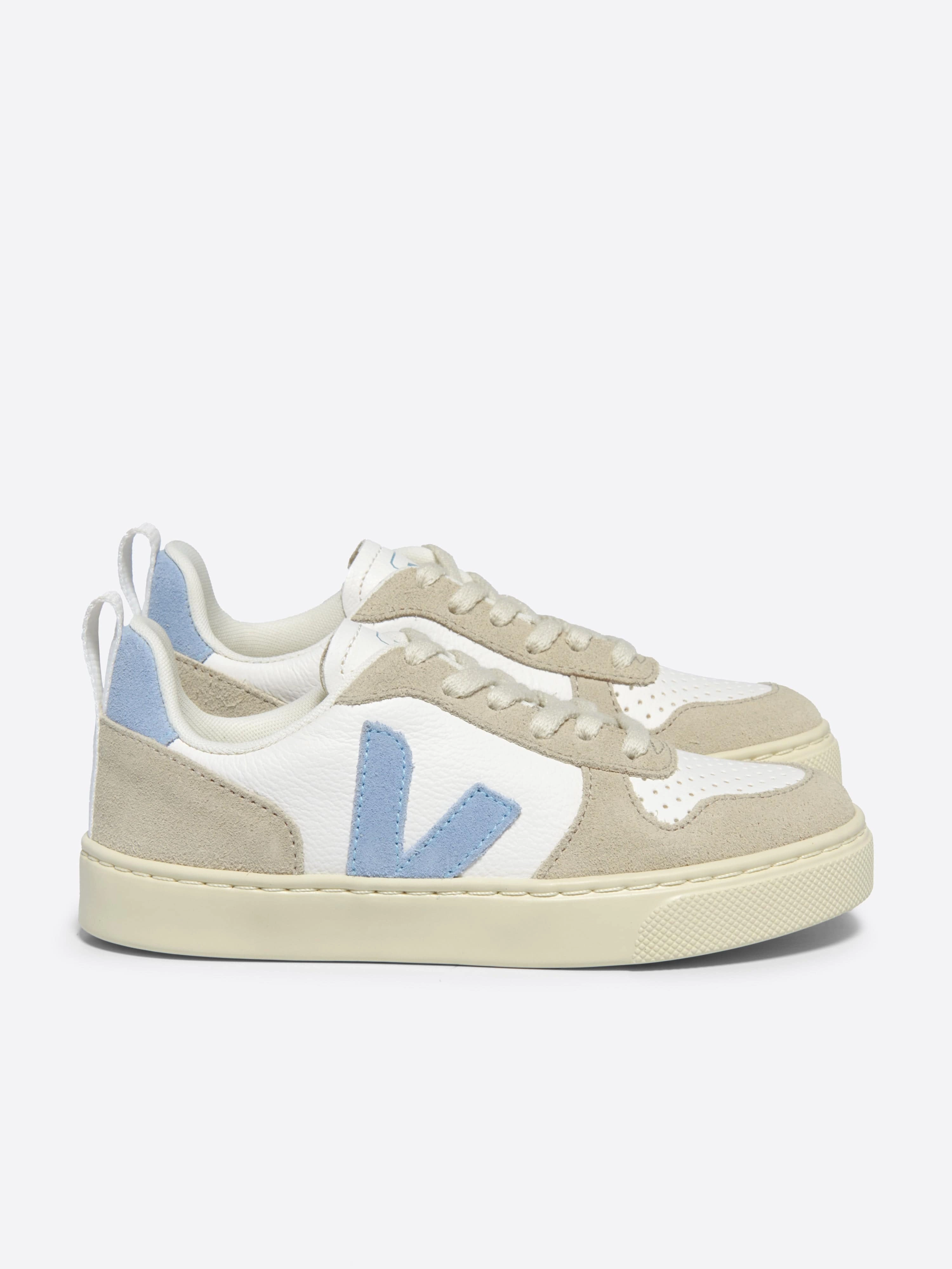 Kids Laces Leather V-10 Trainers in White